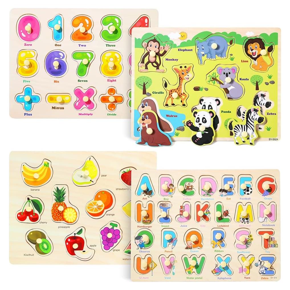 Rompecabezas de Clavo de Madera GRINNNIE 4 Piezas Educativos