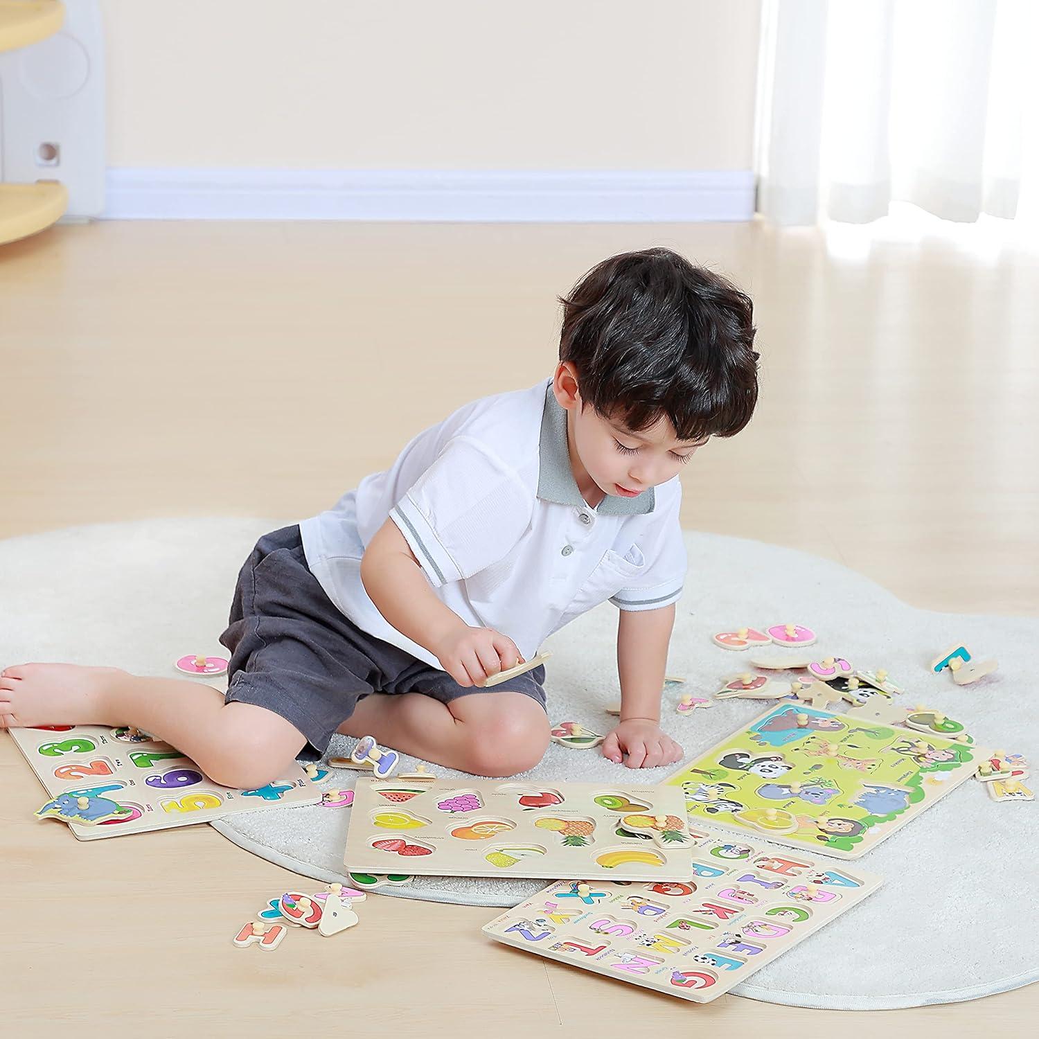 Rompecabezas de Clavo de Madera GRINNNIE 4 Piezas Educativos