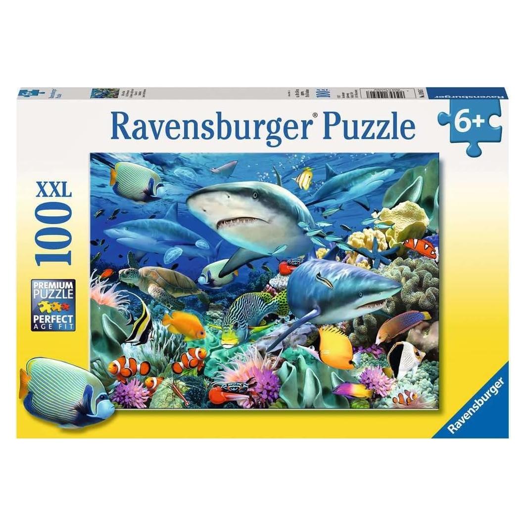 Rompecabezas Ravensburger Shark Reef 100 Piezas XXL Niños