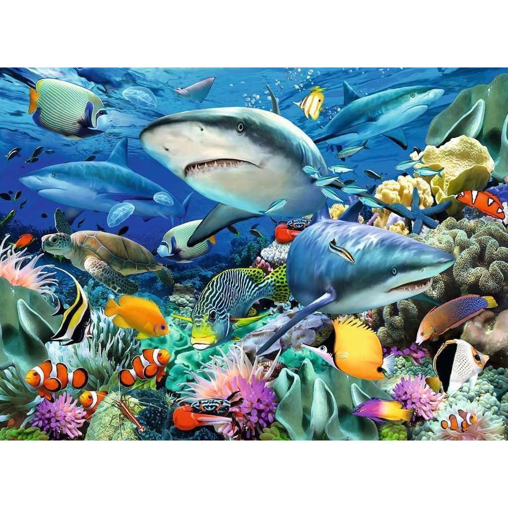 Rompecabezas Ravensburger Shark Reef 100 Piezas XXL Niños