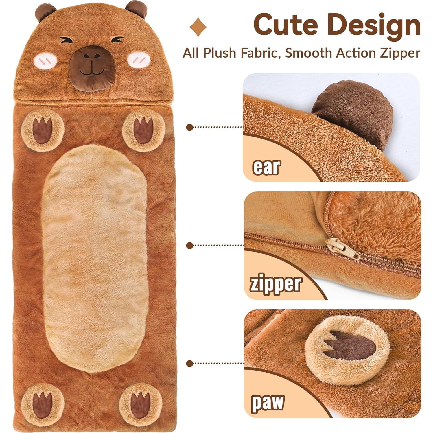 Saco de Dormir iPlay, iLearn Capibara 2 en 1 para Niños