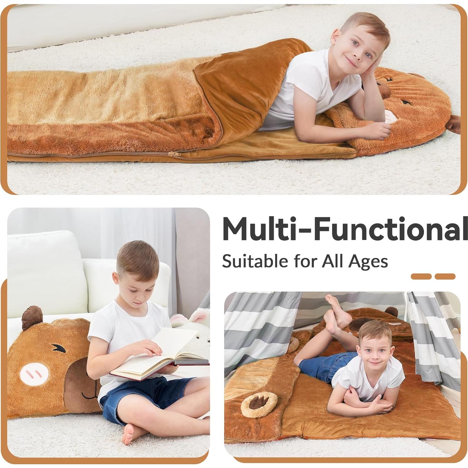 Saco de Dormir iPlay, iLearn Capibara 2 en 1 para Niños