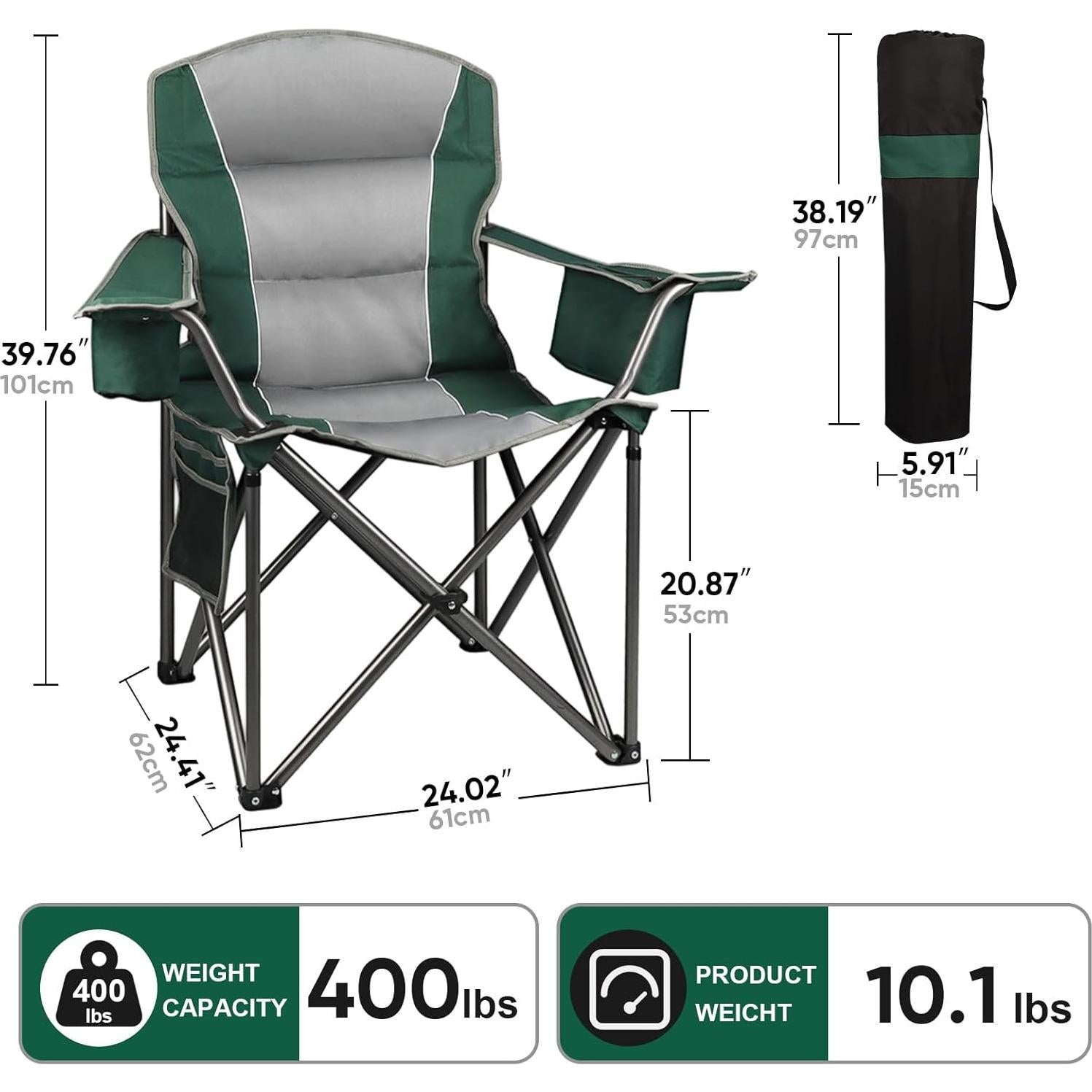 Paquete de 2 Sillas de Camping Northroad Plegables 182 KG