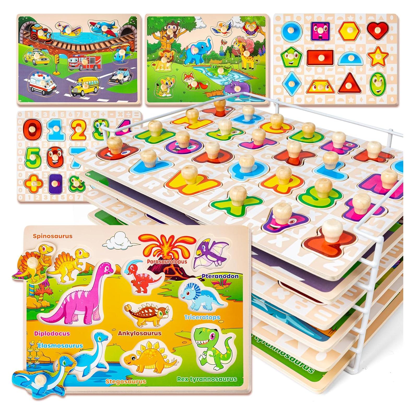 Rompecabezas de Madera SYNARRY 6 Piezas Educativos 1-3 Años