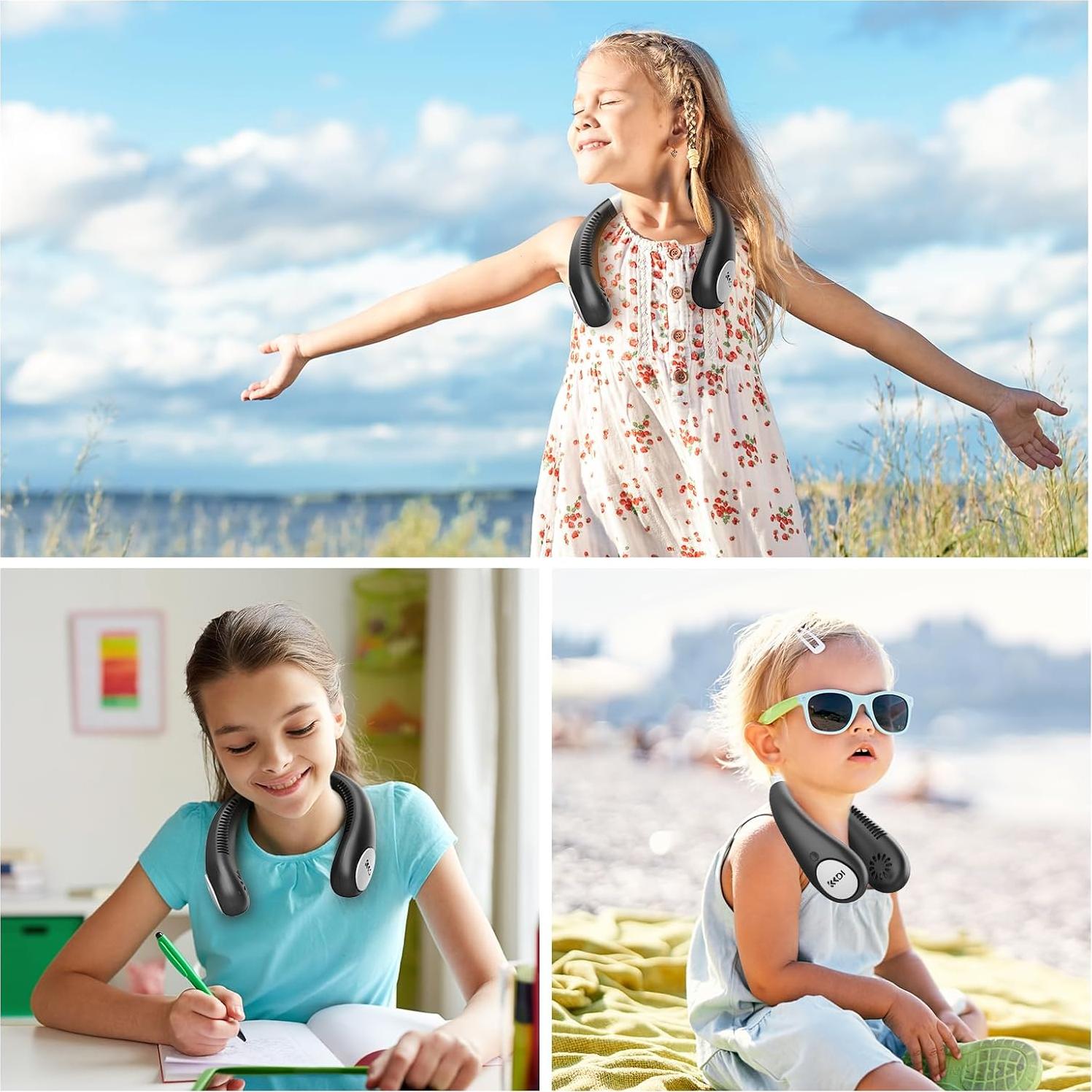 Ventilador de Cuello Kkdi para Niños 2600mAh 4 Velocidades