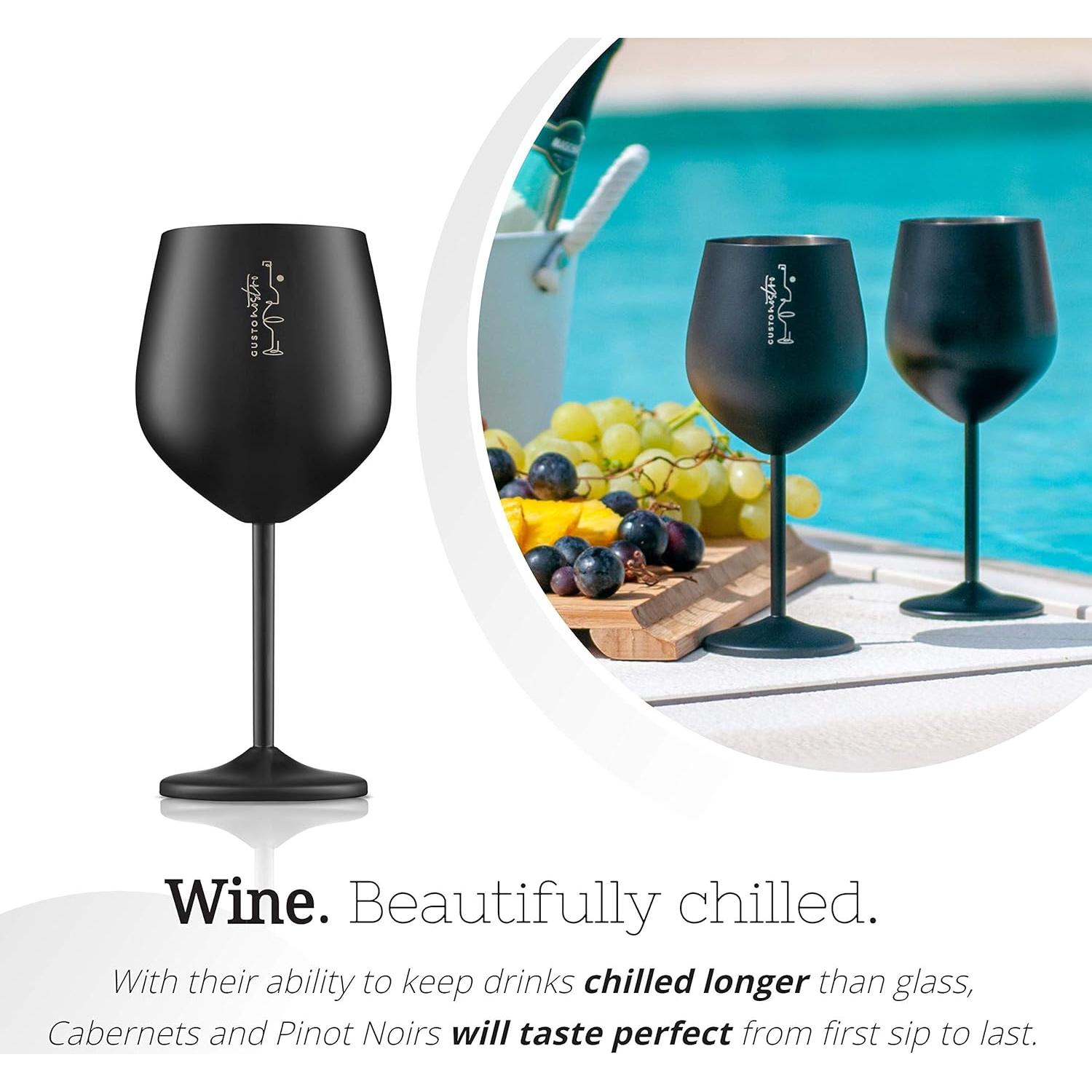 Vasos de Vino de Acero Inoxidable Gusto Nostro - 532 ml - Juego de 2