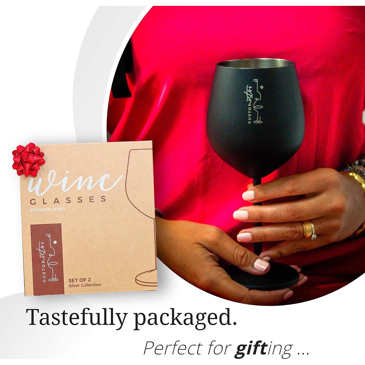 Vasos de Vino de Acero Inoxidable Gusto Nostro - 532 ml - Juego de 2