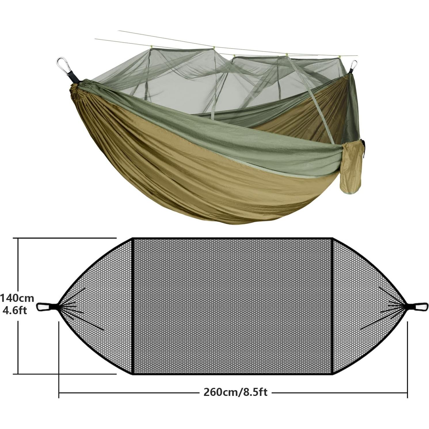 Hamaca Camping RANIT con Red Mosquitera 260x140cm Verde Militar
