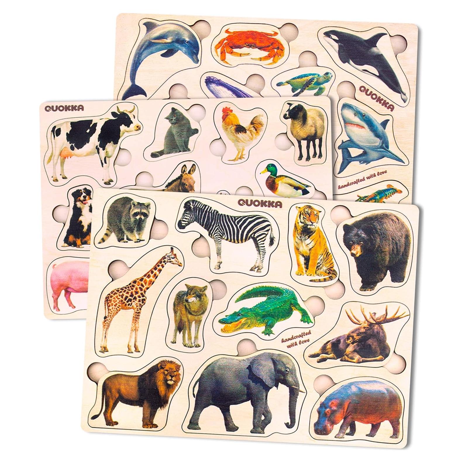 Rompecabezas de Madera QUOKKA para Niños 1-5 Años - 3 Piezas