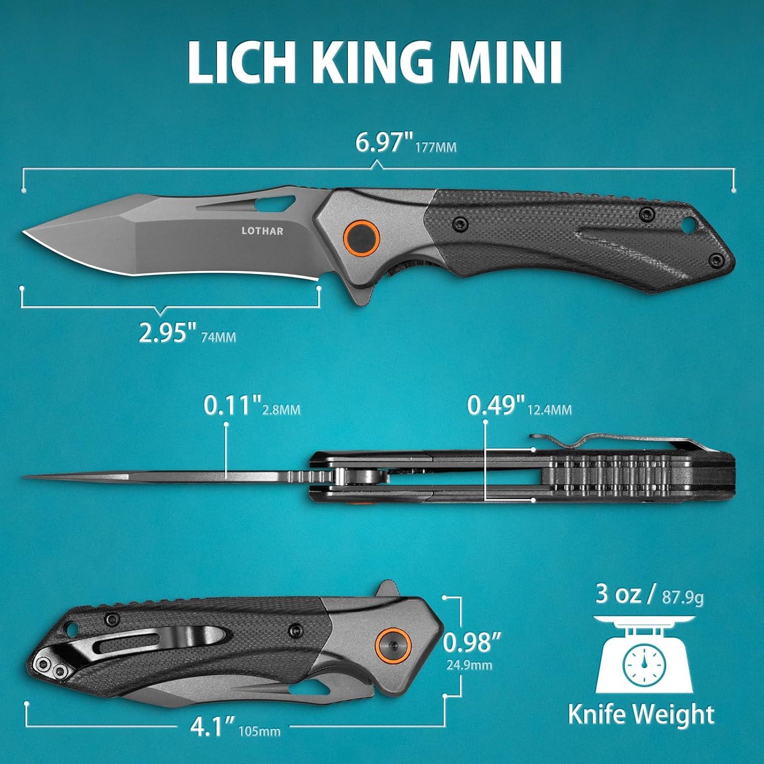 Cuchillo Plegable EDC LOTHAR D2 7.49 cm Negro para Camping