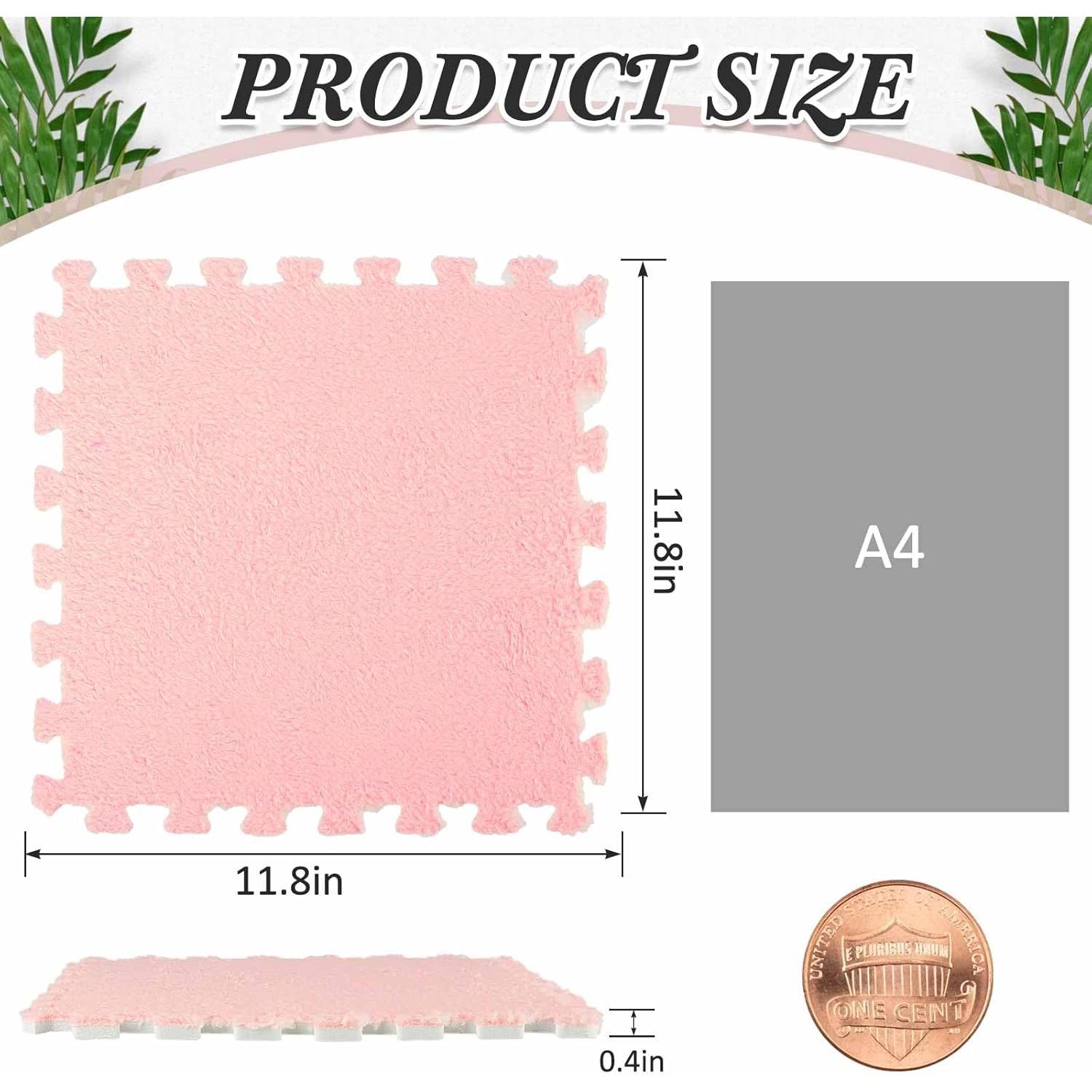 Flutesan 15 Piezas Baldosas de Alfombra EVA Rosa y Púrpura