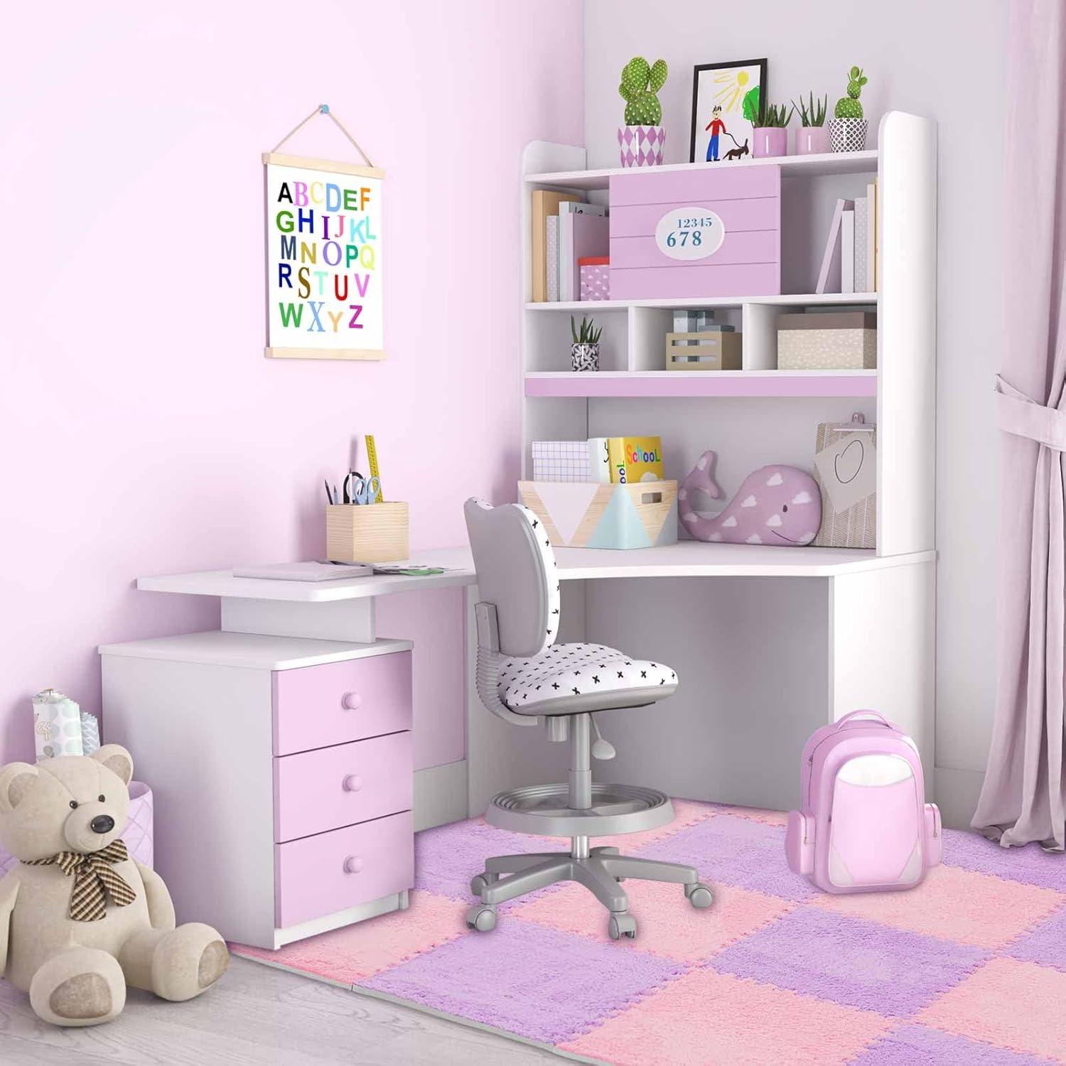 Flutesan 15 Piezas Baldosas de Alfombra EVA Rosa y Púrpura