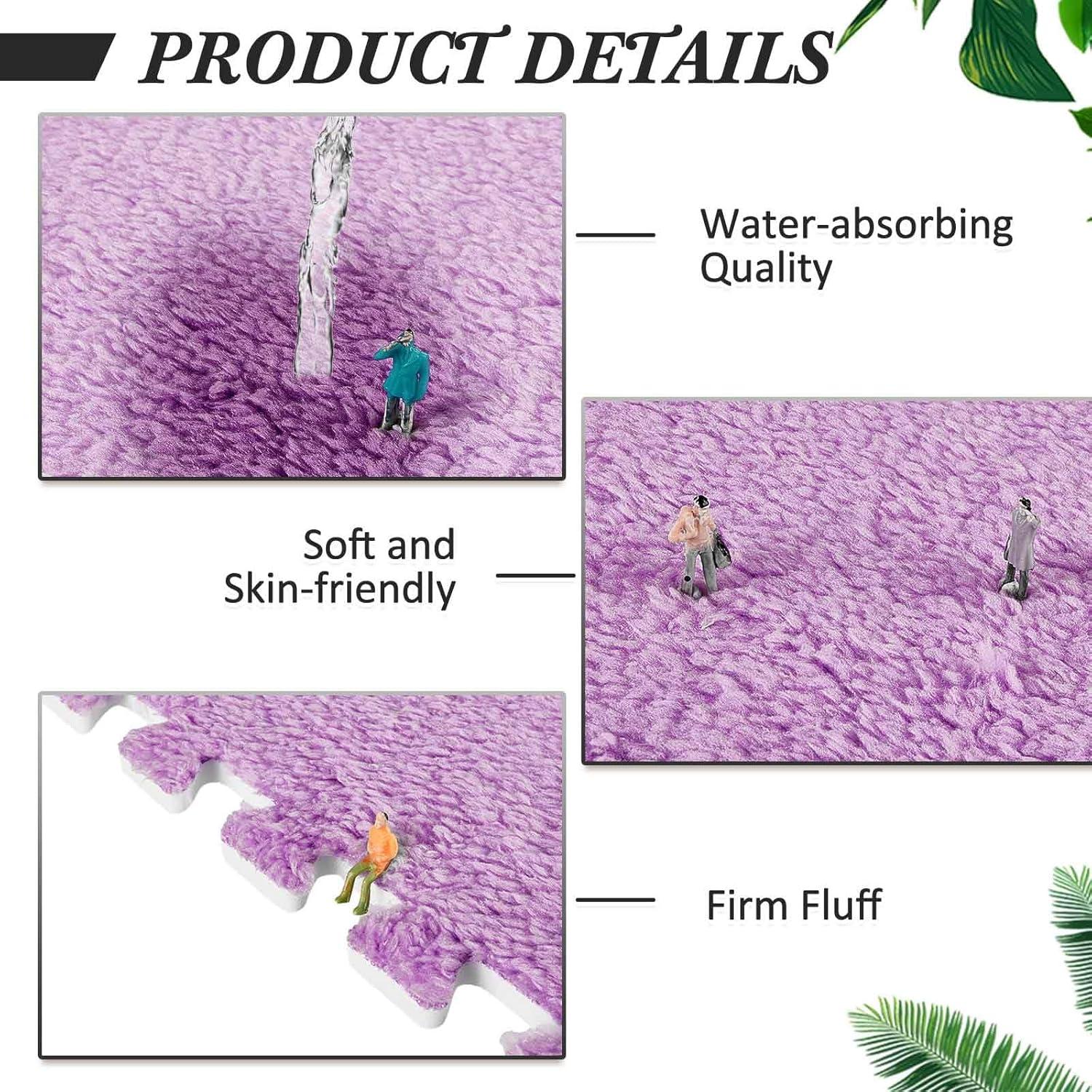 Flutesan 15 Piezas Baldosas de Alfombra EVA Rosa y Púrpura