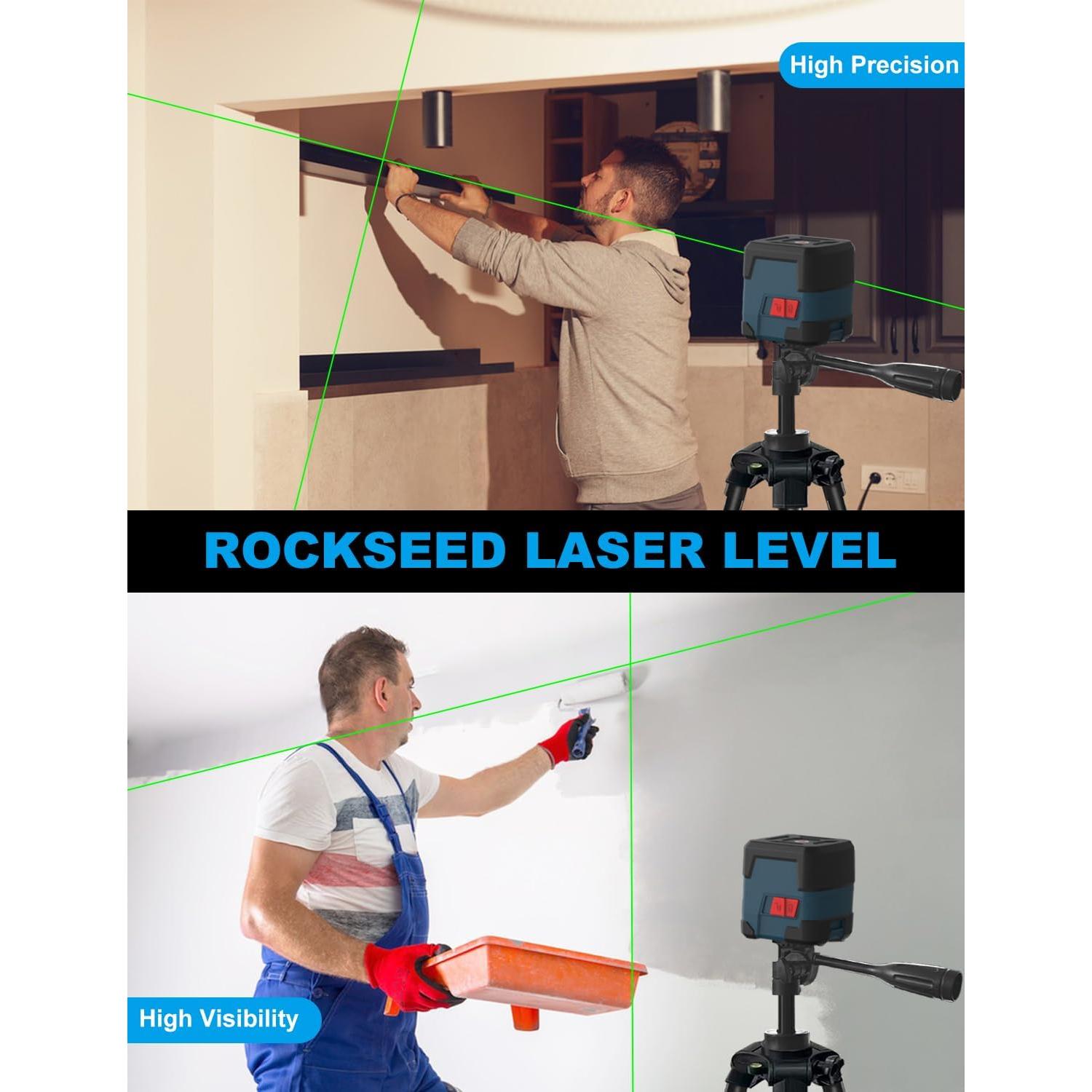 Nivel Láser RockSeed Autonivelación Verde con Trípode 119 cm