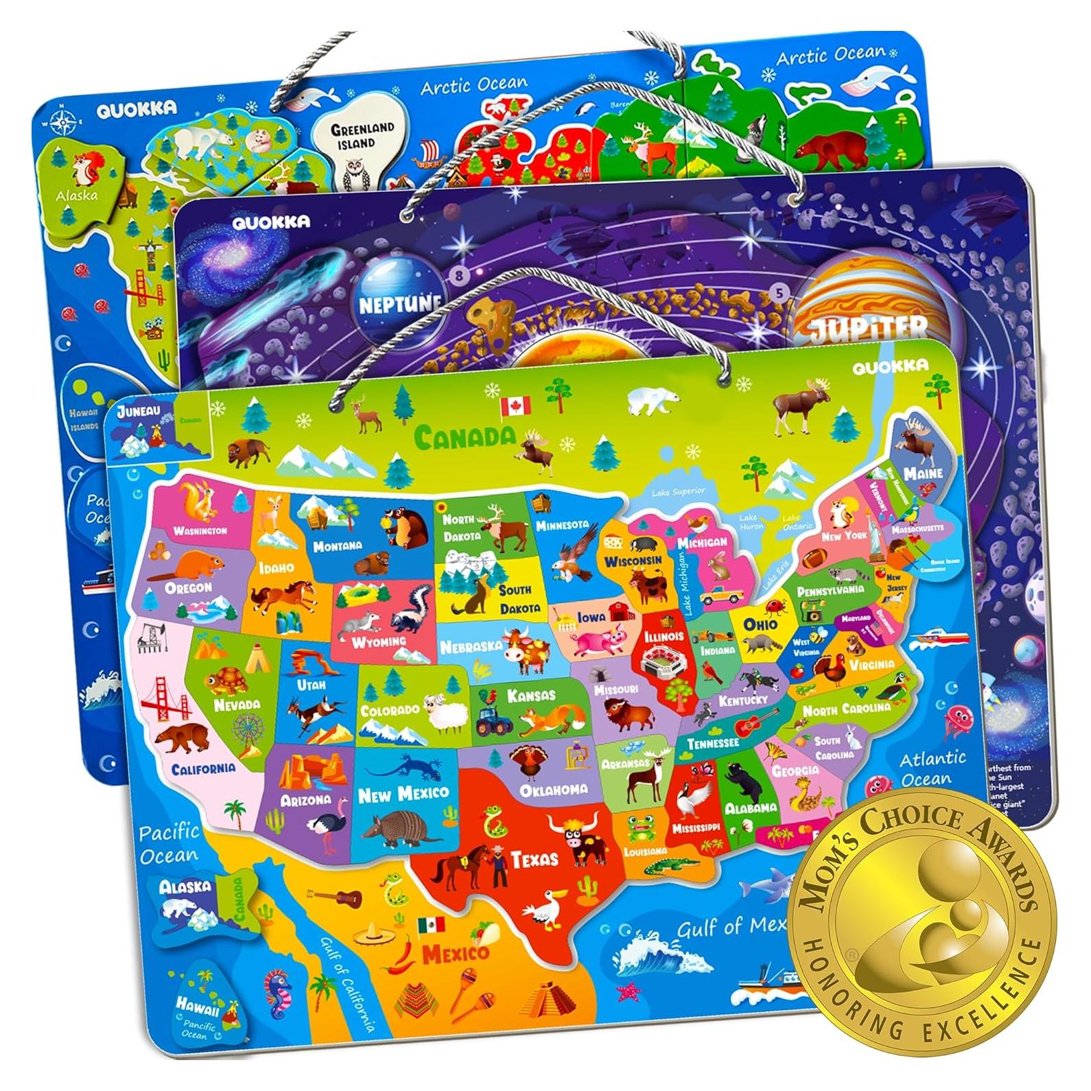 Puzzles Magnéticos QUOKKA para Niños 3 a 5 Años - Mapas