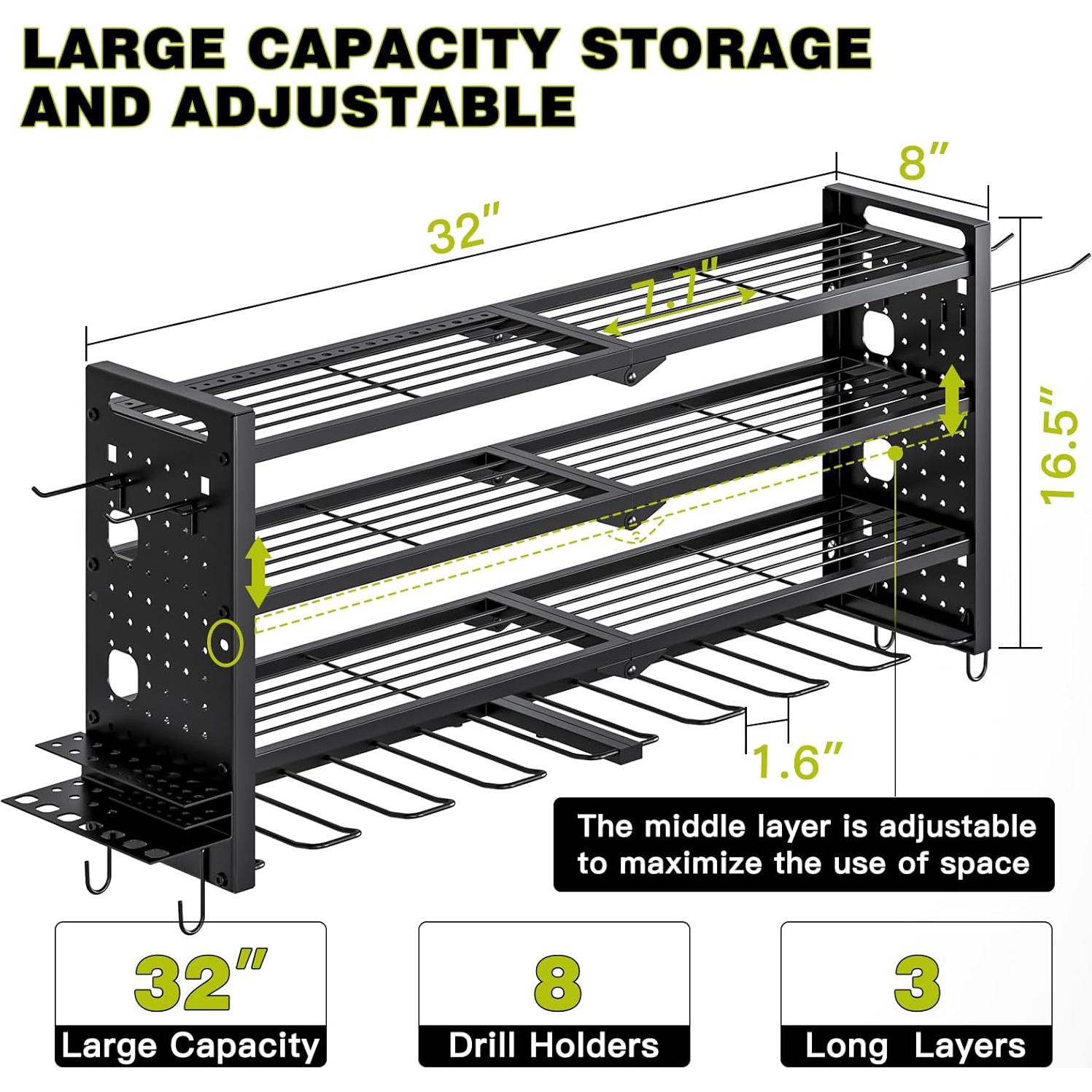 Organizador de Herramientas de Pared NattyDot 4 Capas Negro