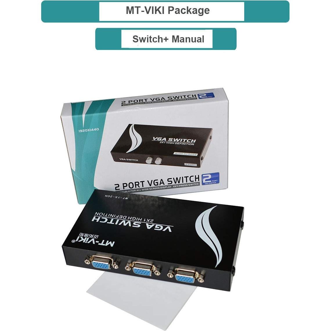 Interruptor VGA 2 Puertos MT-VIKI 1920x1080 250MHz