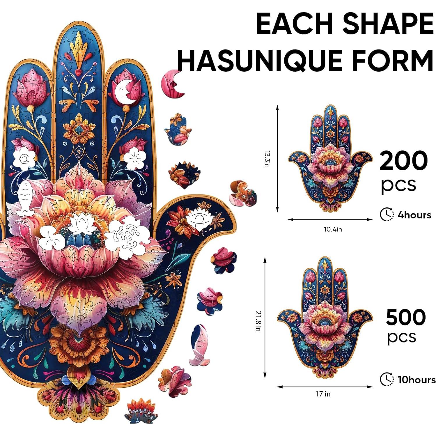 Rompecabezas de Madera Hamsa 200 Piezas 33.78x26.42cm