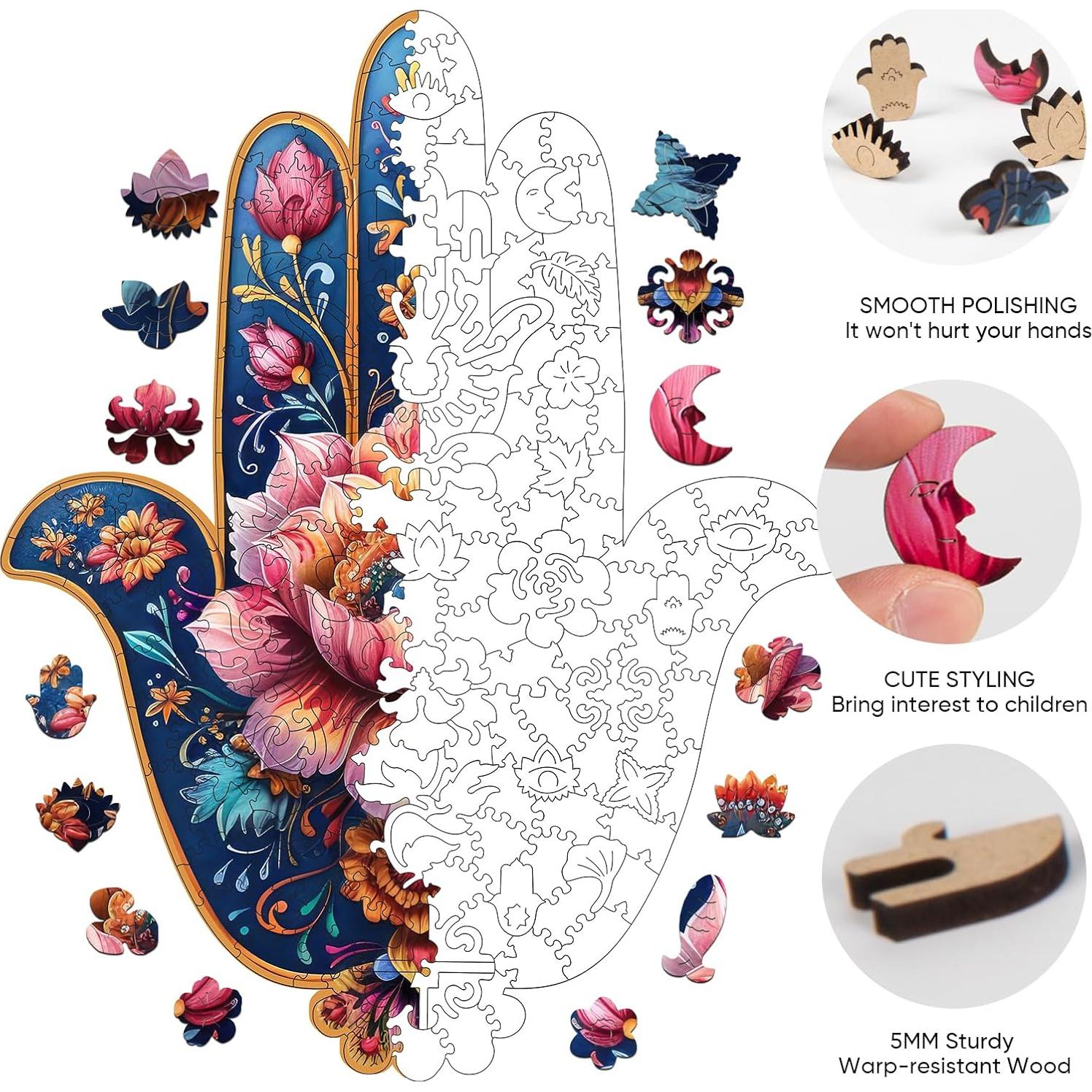 Rompecabezas de Madera Hamsa 200 Piezas 33.78x26.42cm