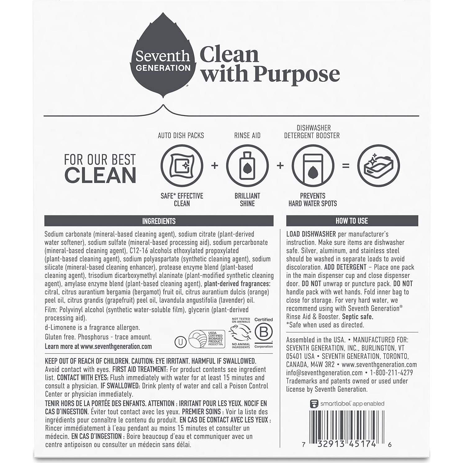 Detergente para Lavavajillas Seventh Generation 40 Unidades Cítricos