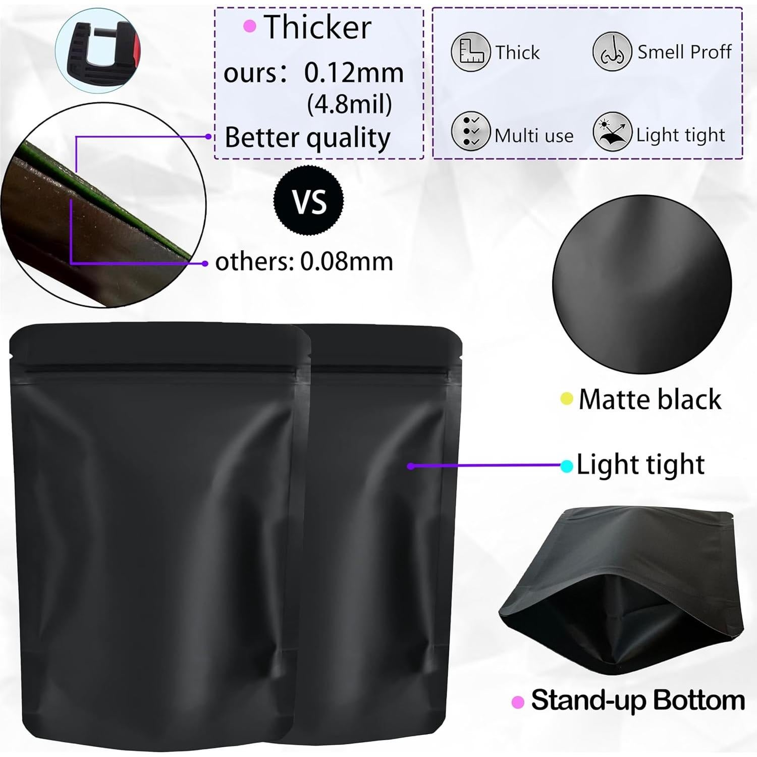 Paquete de 100 Bolsas Mylar YINGZON 12x9 cm A Prueba de Olores