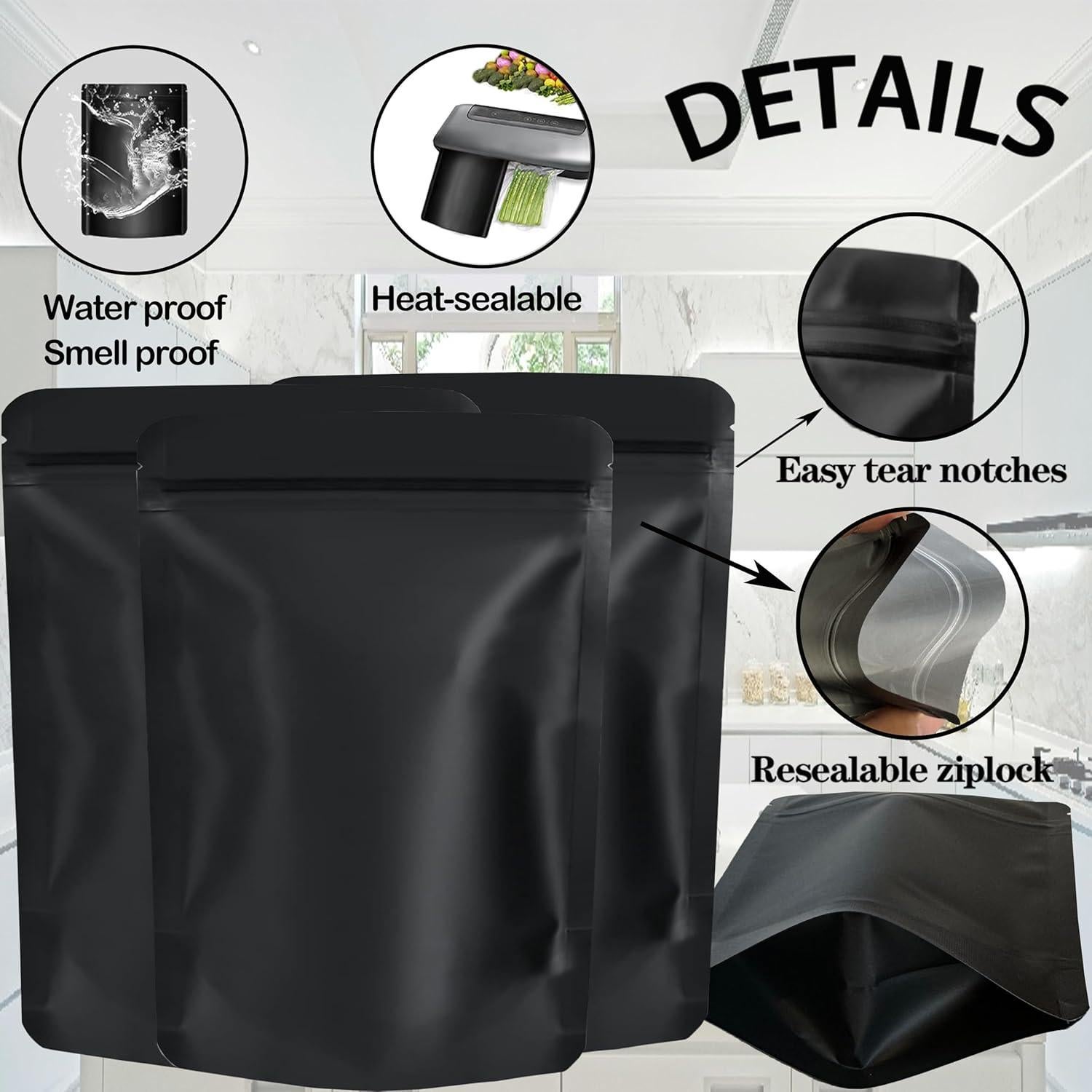 Paquete de 100 Bolsas Mylar YINGZON 12x9 cm A Prueba de Olores