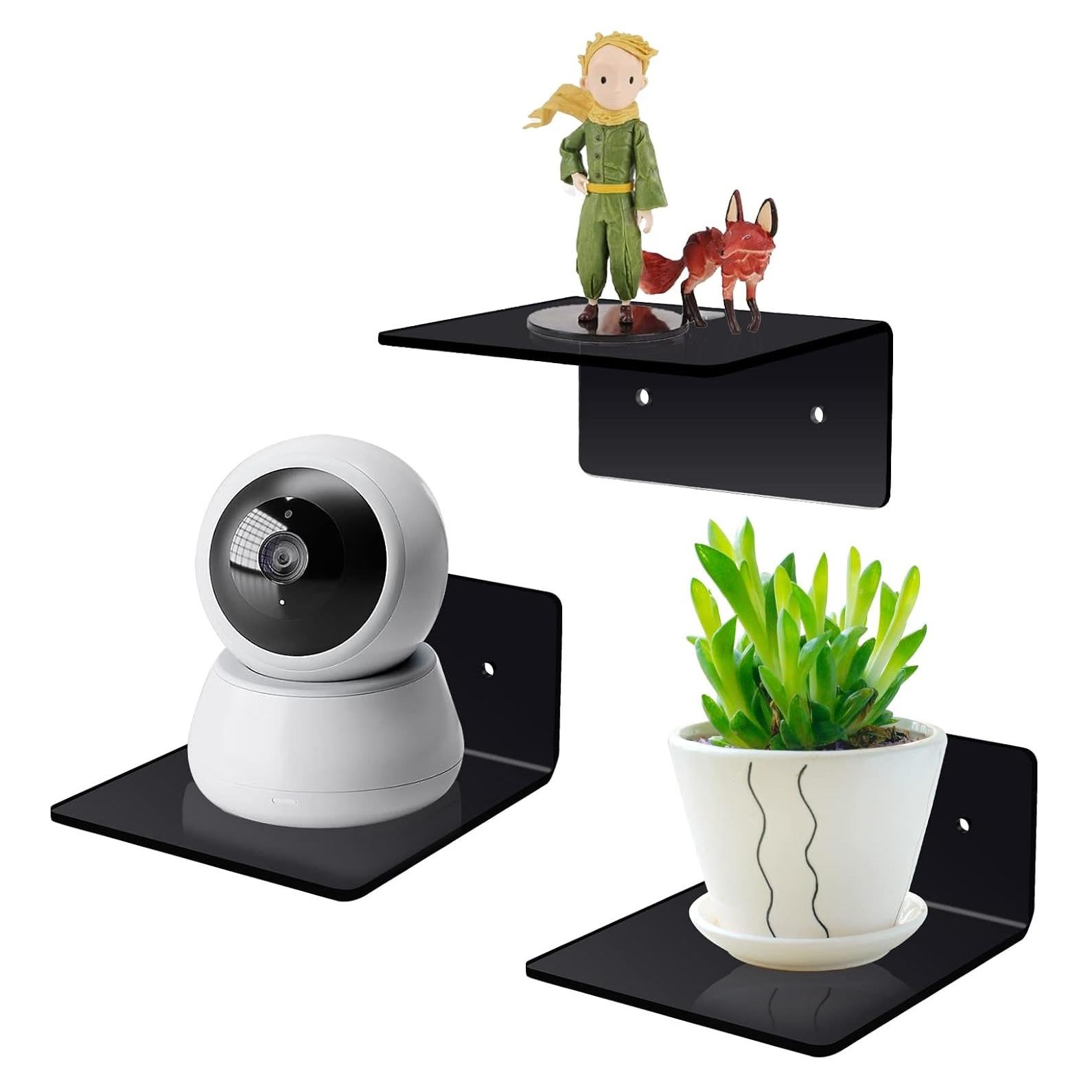 Paquete de 3 estantes flotantes negros Ludery 10.16 cm