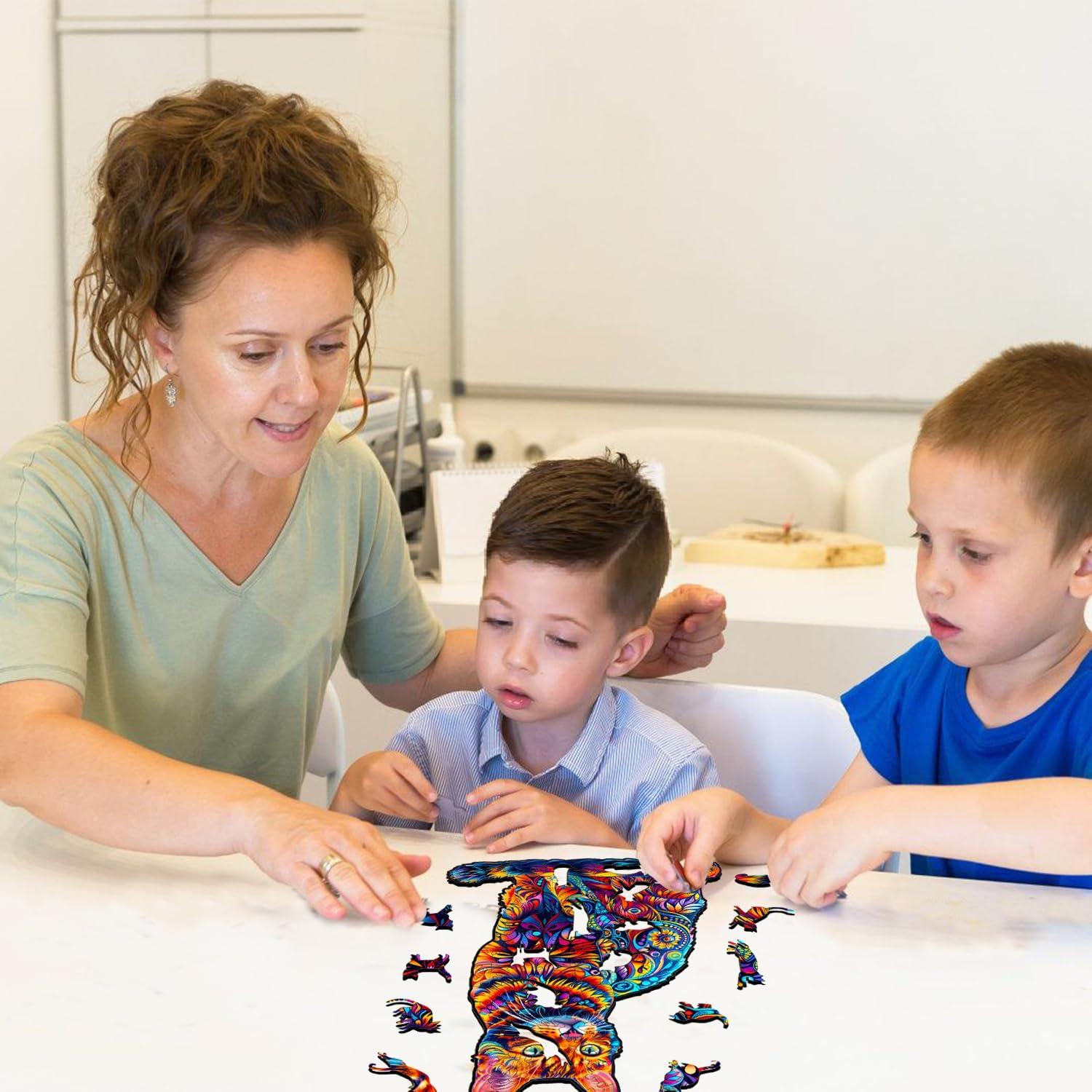 Rompecabezas de Madera Jigfoxy Gato 130 Piezas 20x15.6cm