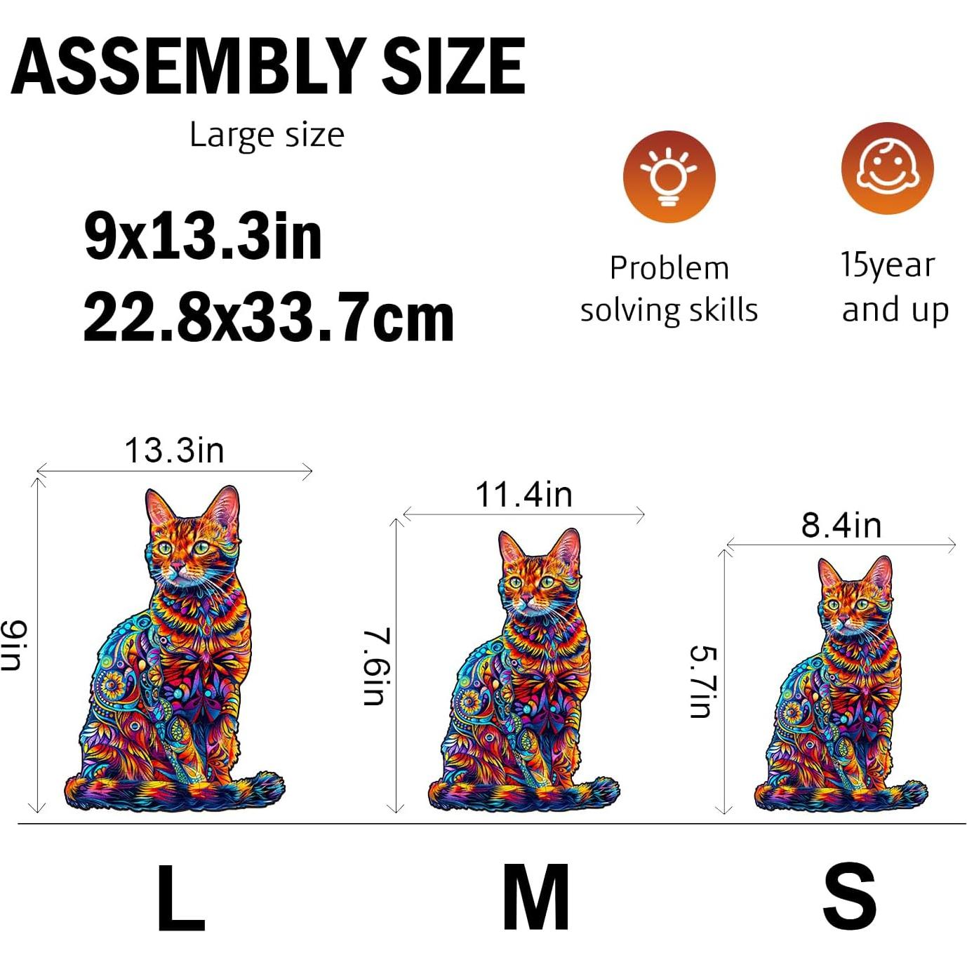 Rompecabezas de Madera Jigfoxy Gato 130 Piezas 20x15.6cm