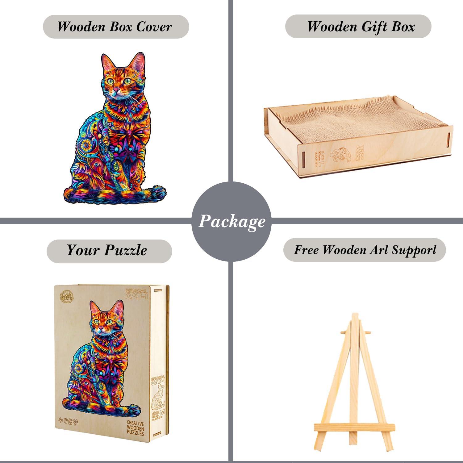 Rompecabezas de Madera Jigfoxy Gato 130 Piezas 20x15.6cm