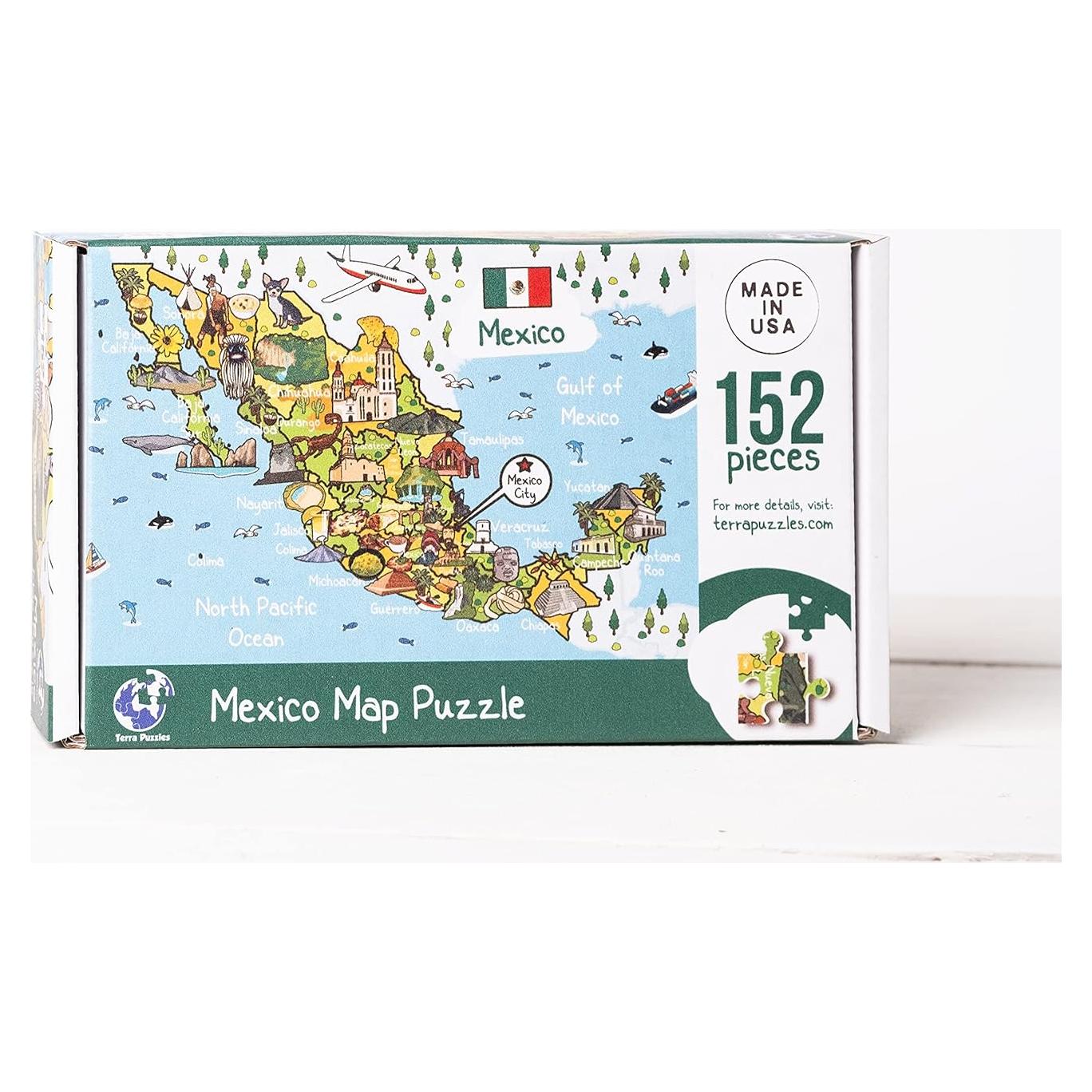 Rompecabezas de Madera Terra Puzzles 152 Piezas Mapa México 38x25 cm