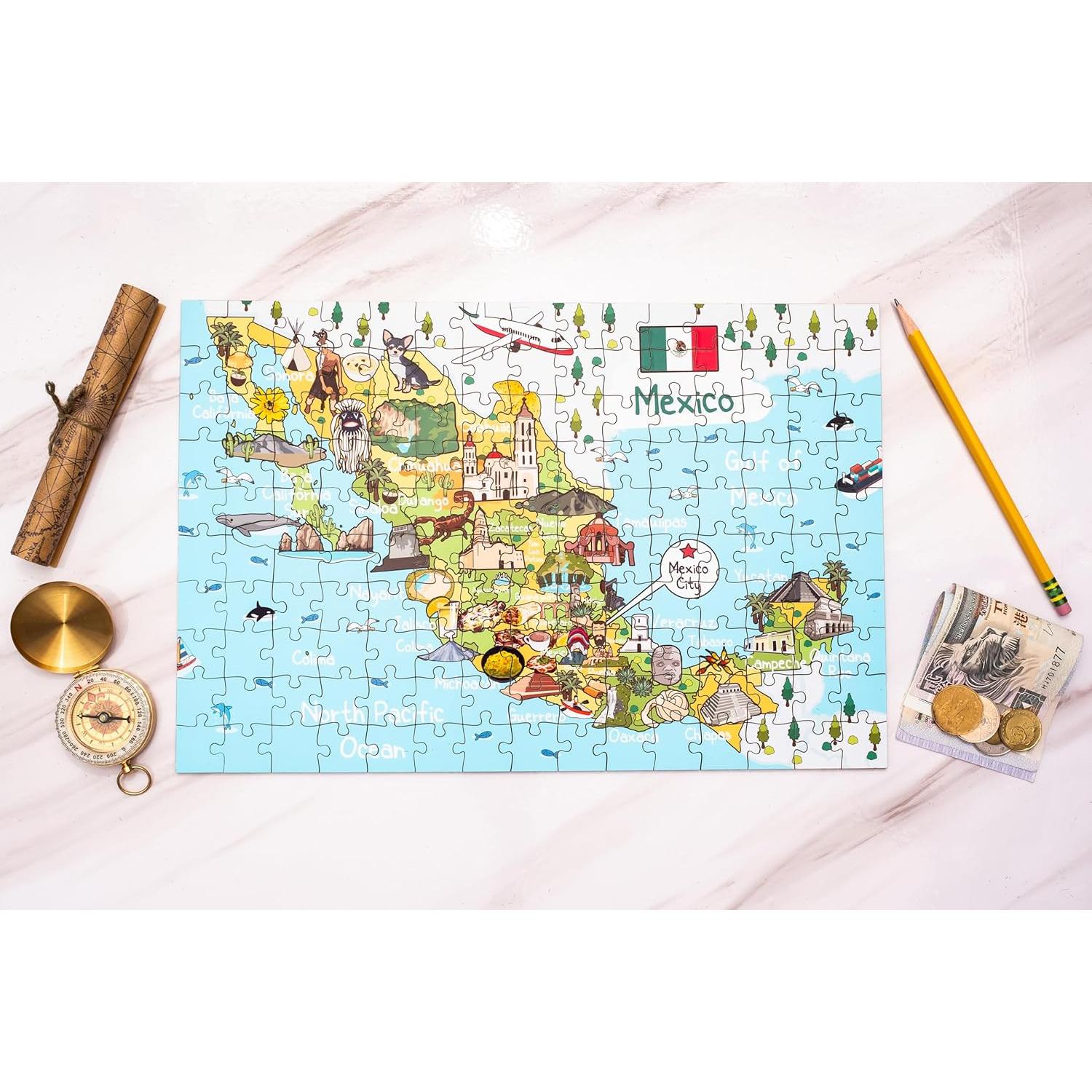 Rompecabezas de Madera Terra Puzzles 152 Piezas Mapa México 38x25 cm