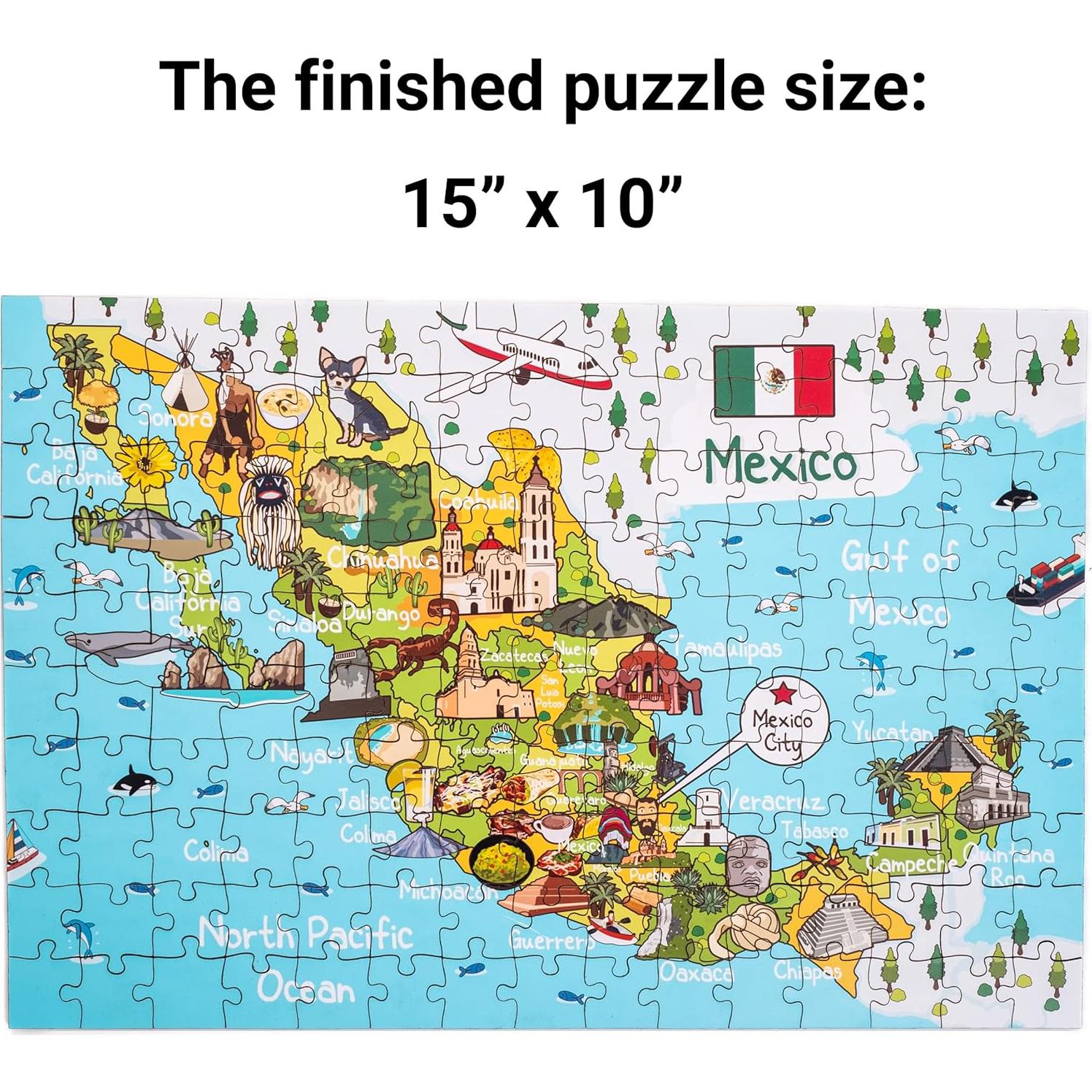 Rompecabezas de Madera Terra Puzzles 152 Piezas Mapa México 38x25 cm