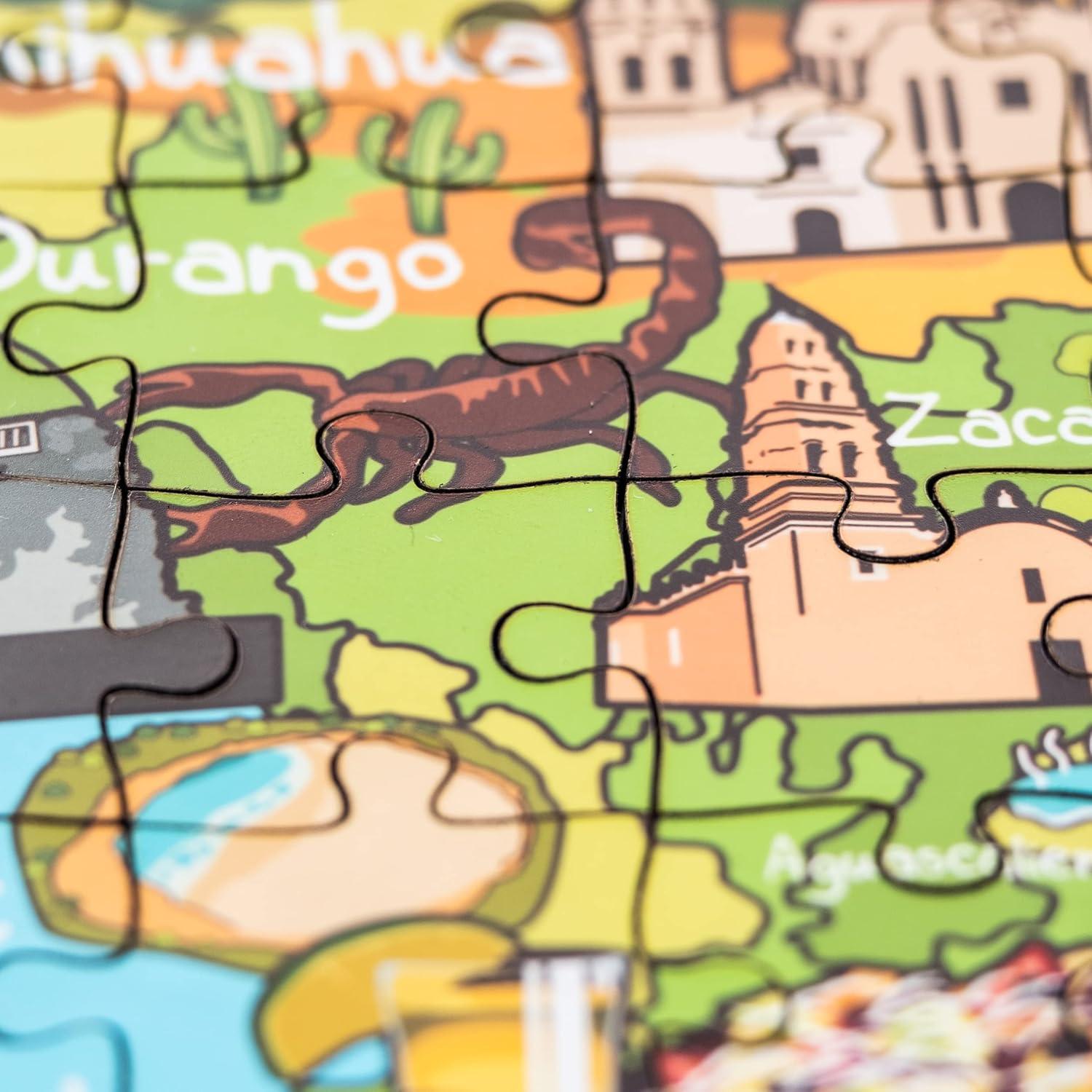 Rompecabezas de Madera Terra Puzzles 152 Piezas Mapa México 38x25 cm