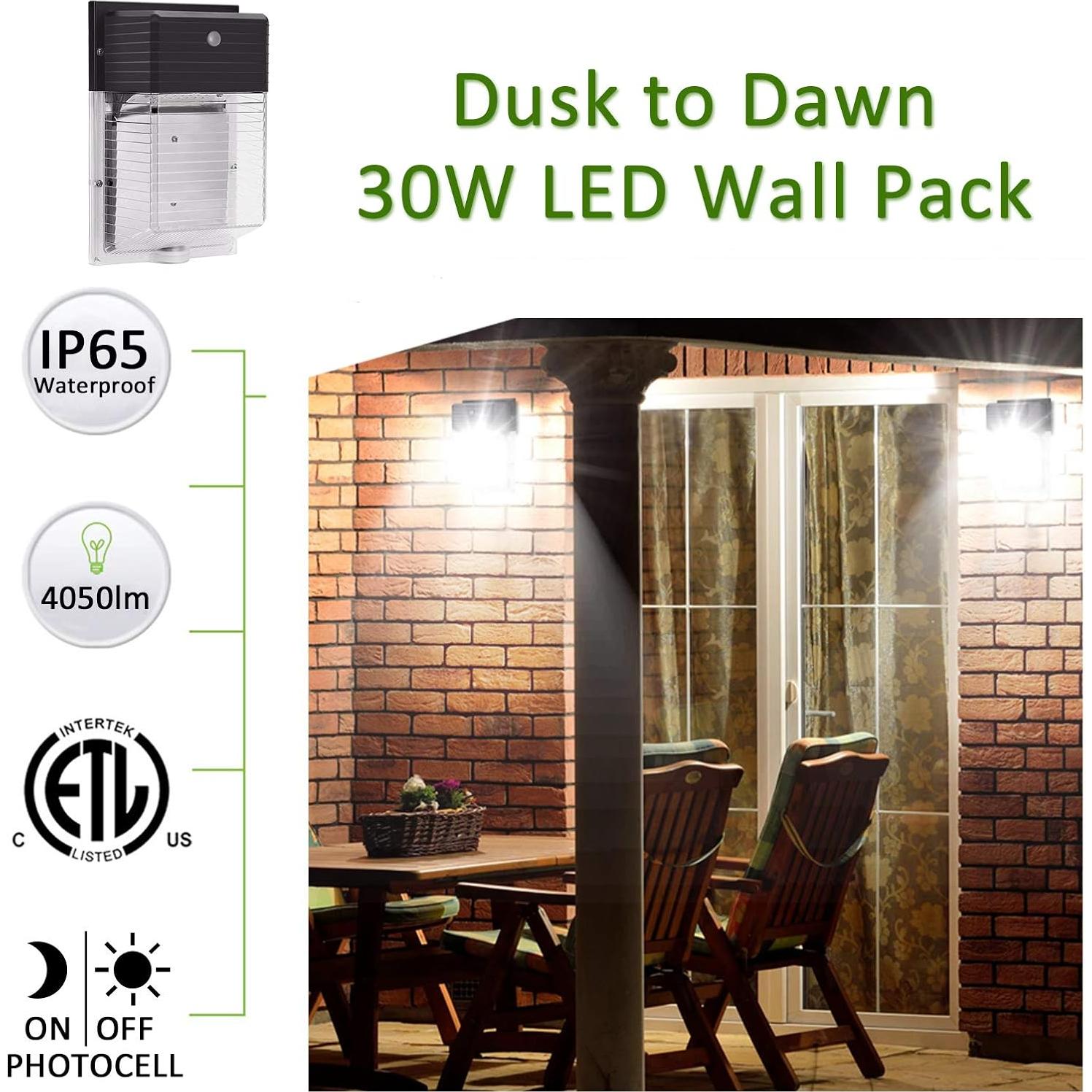 Luz de Pared LED SZGMJIA 30W 4050lm IP65 Fotocélula