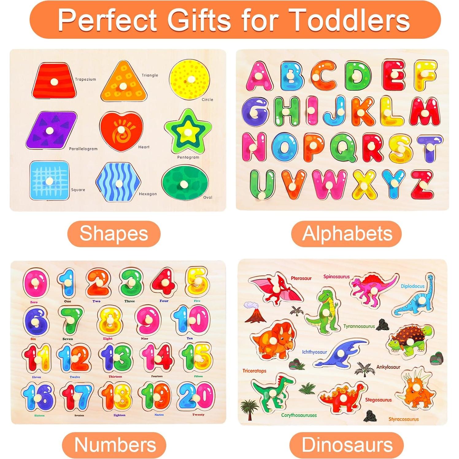 Rompecabezas de Madera Montessori 4 Pcs para Niños 2-5 Años