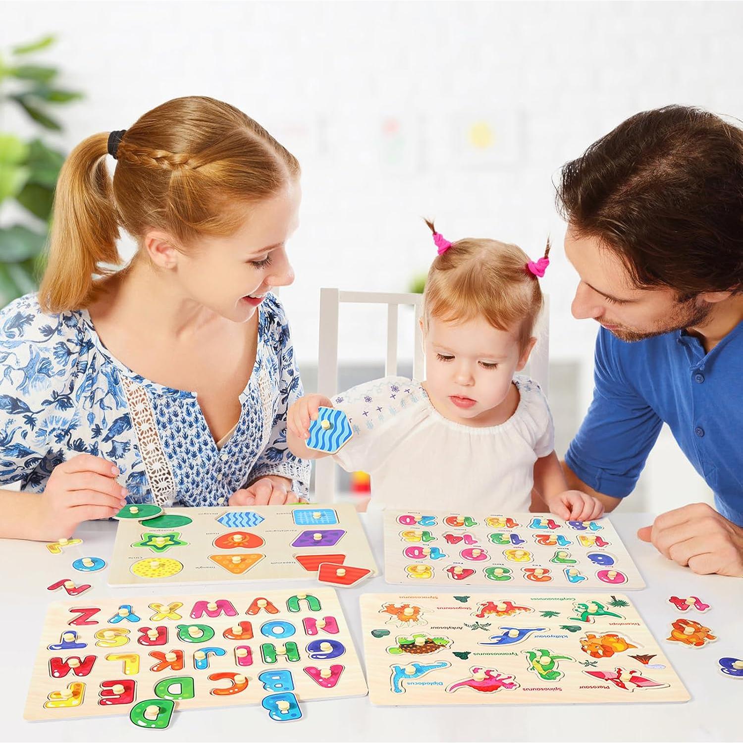 Rompecabezas de Madera Montessori 4 Pcs para Niños 2-5 Años