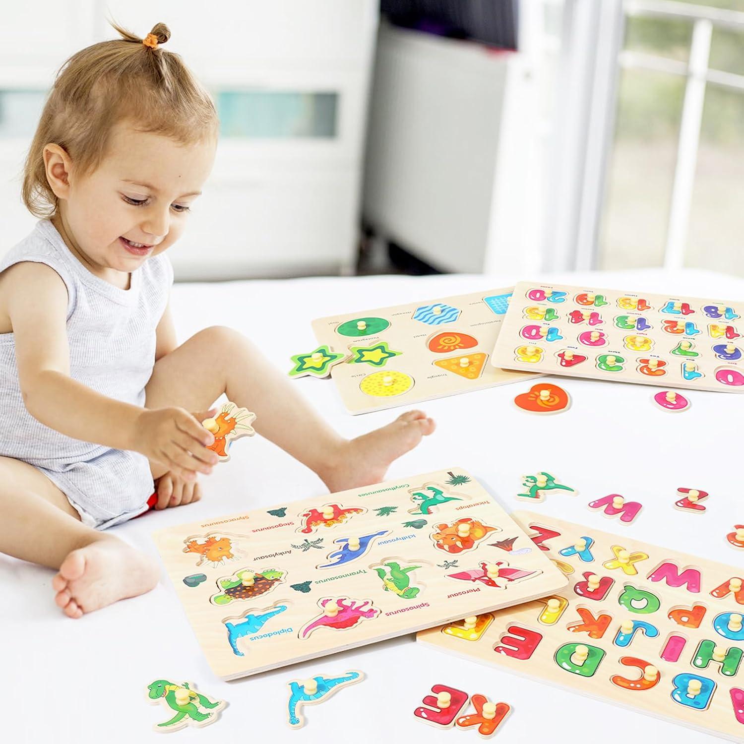 Rompecabezas de Madera Montessori 4 Pcs para Niños 2-5 Años