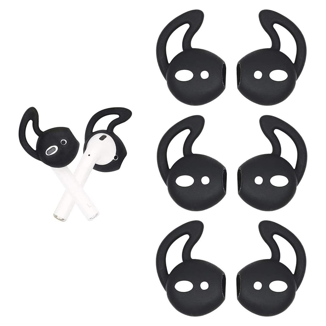 Cubiertas de Ganchos BLLQ para Auriculares Air Pods - 3 Pares Negros