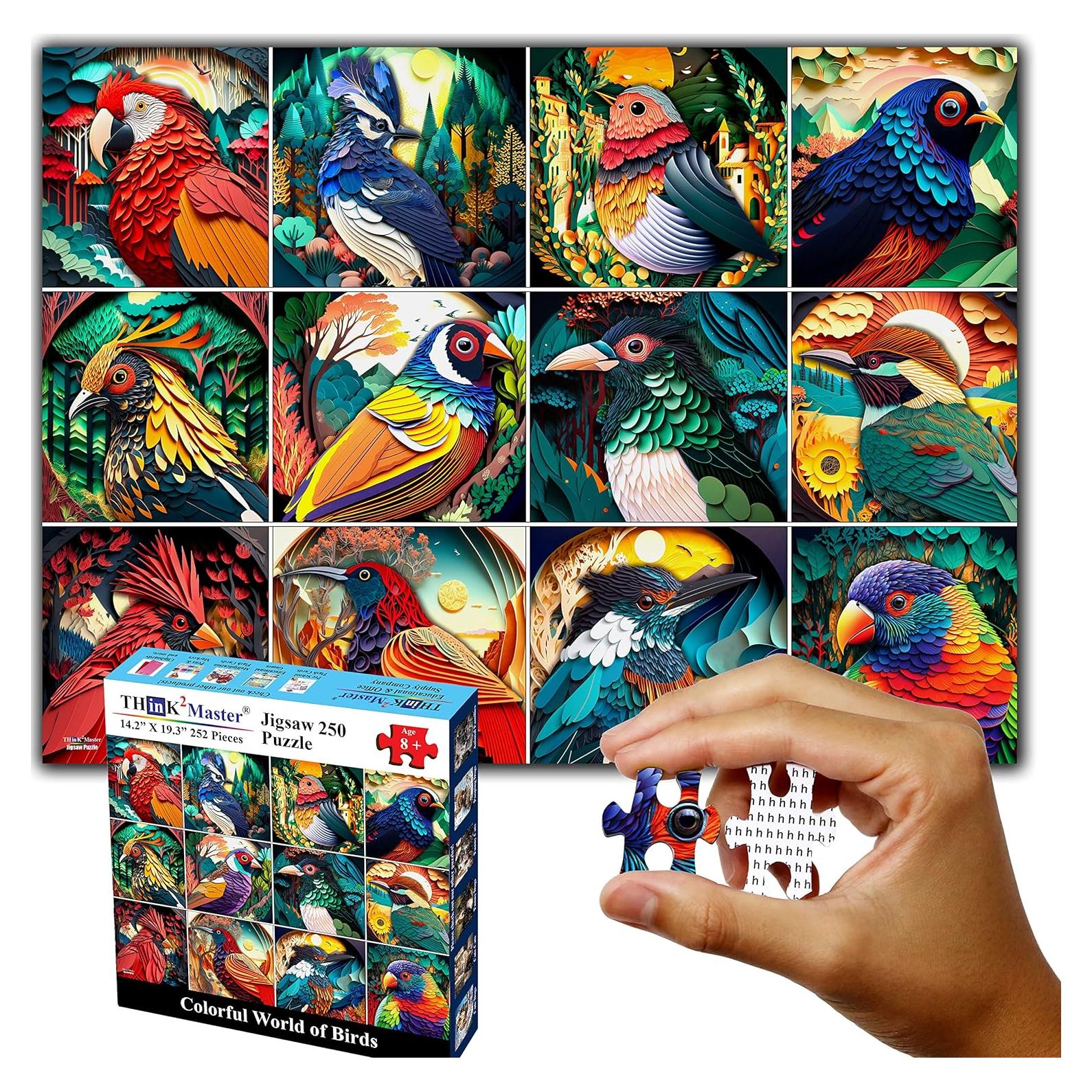 Rompecabezas Think2Master Aves Coloridas 250 Piezas 36.1x48.9cm