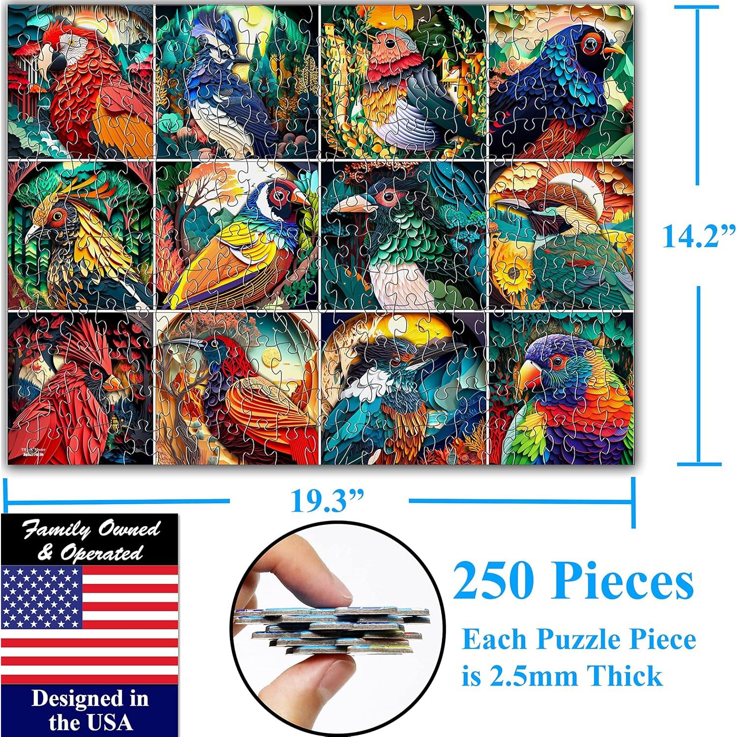 Rompecabezas Think2Master Aves Coloridas 250 Piezas 36.1x48.9cm