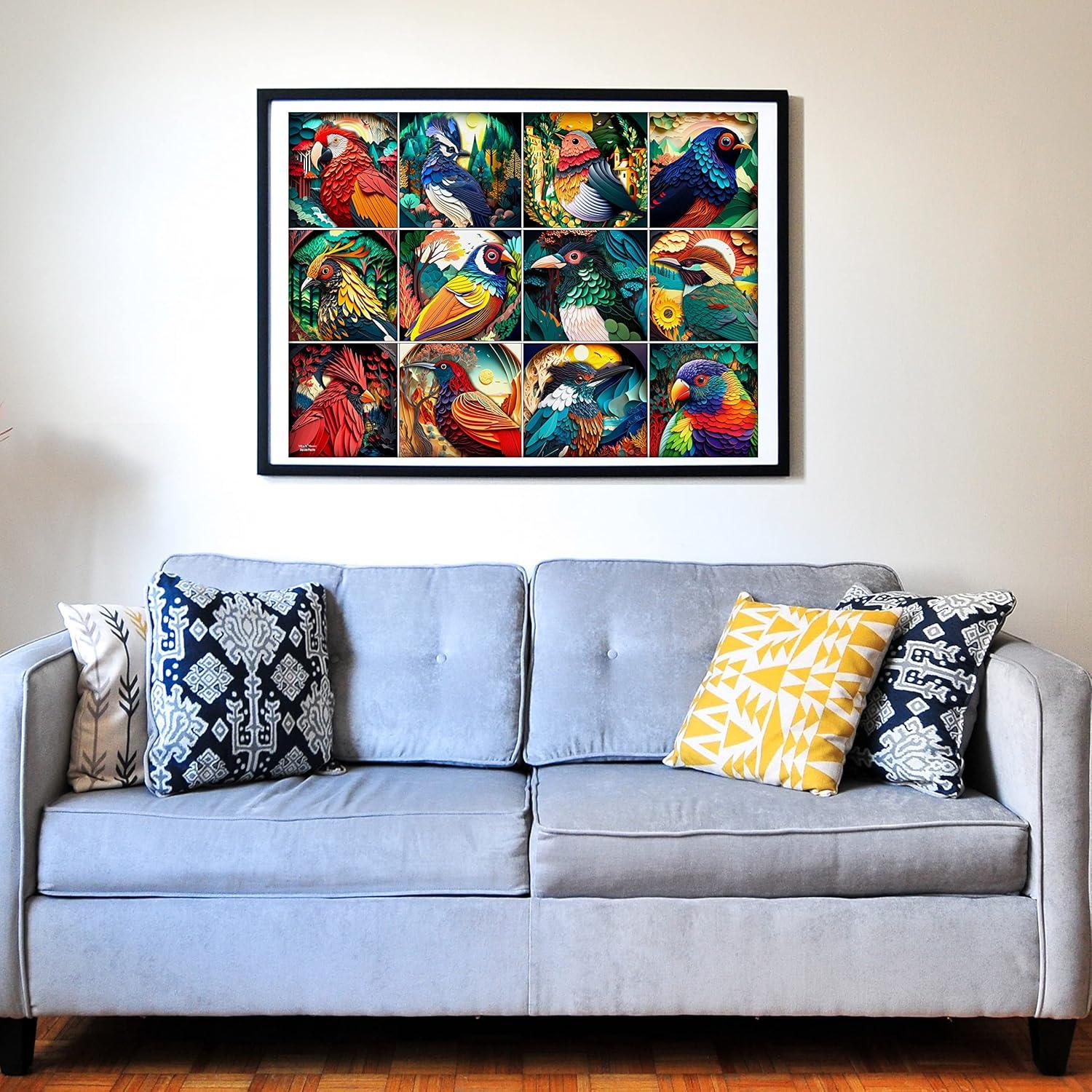 Rompecabezas Think2Master Aves Coloridas 250 Piezas 36.1x48.9cm