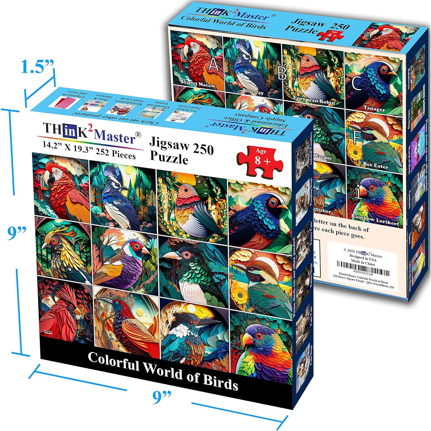 Rompecabezas Think2Master Aves Coloridas 250 Piezas 36.1x48.9cm