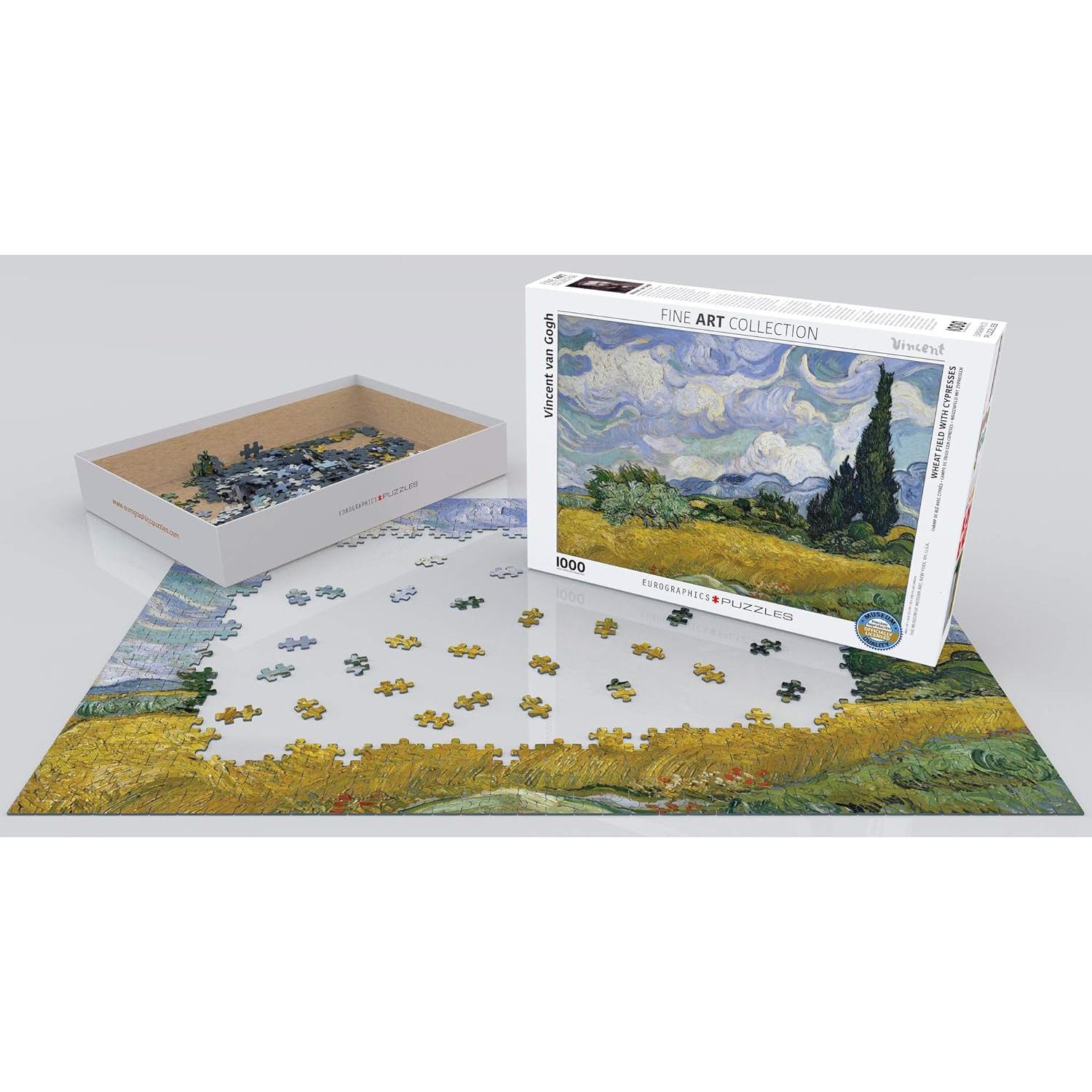 Rompecabezas EuroGraphics Campo de Trigo con Cipreses 1000 Piezas