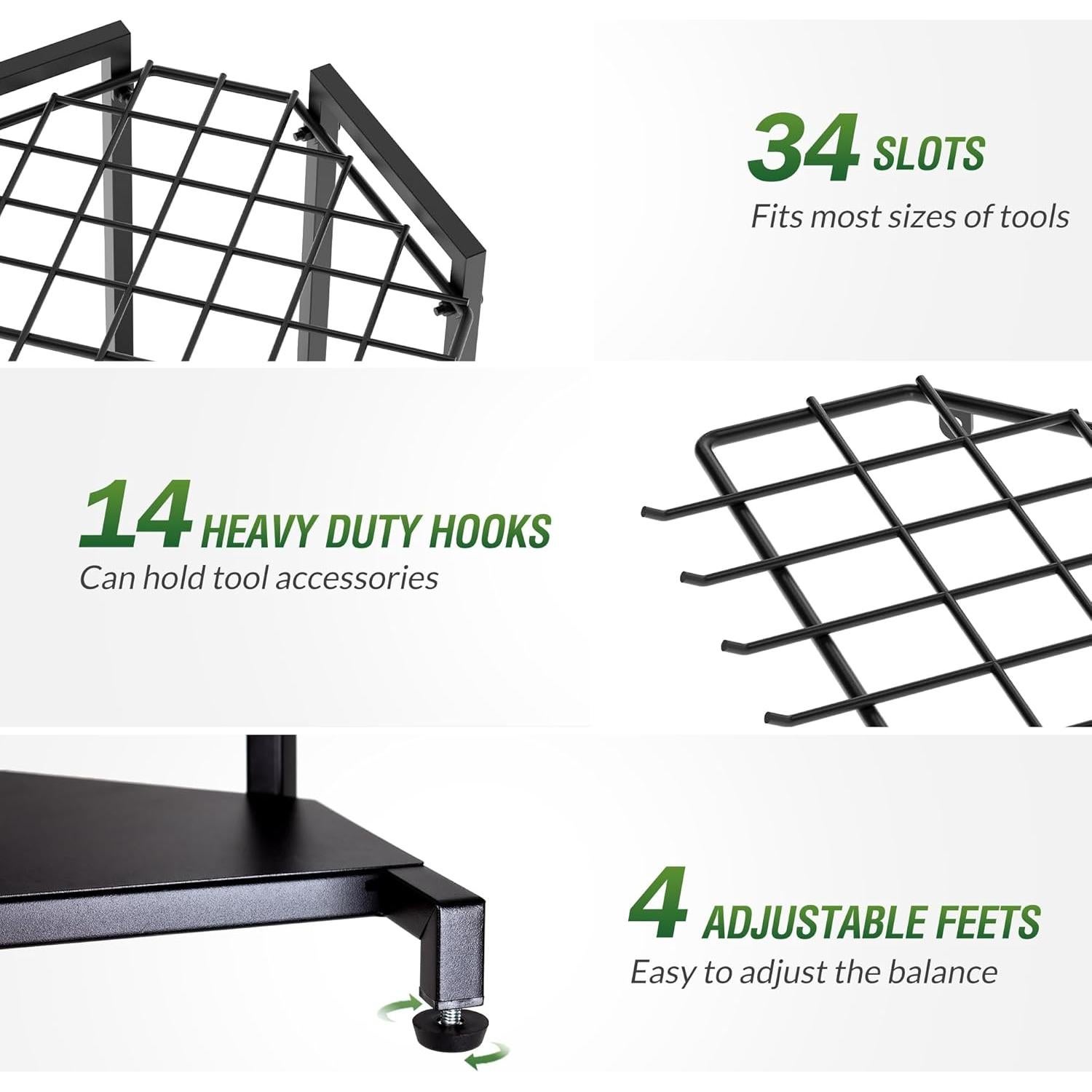 Organizador de Herramientas de Jardín Sttoraboks - Estante de Metal 34 Compartimentos
