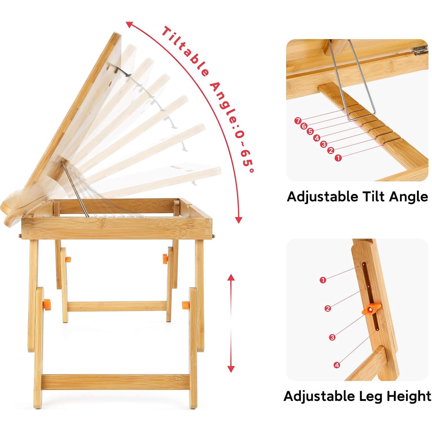 Mesa de Dibujo Ajustable Nnewvante de Bambú 60x35 cm