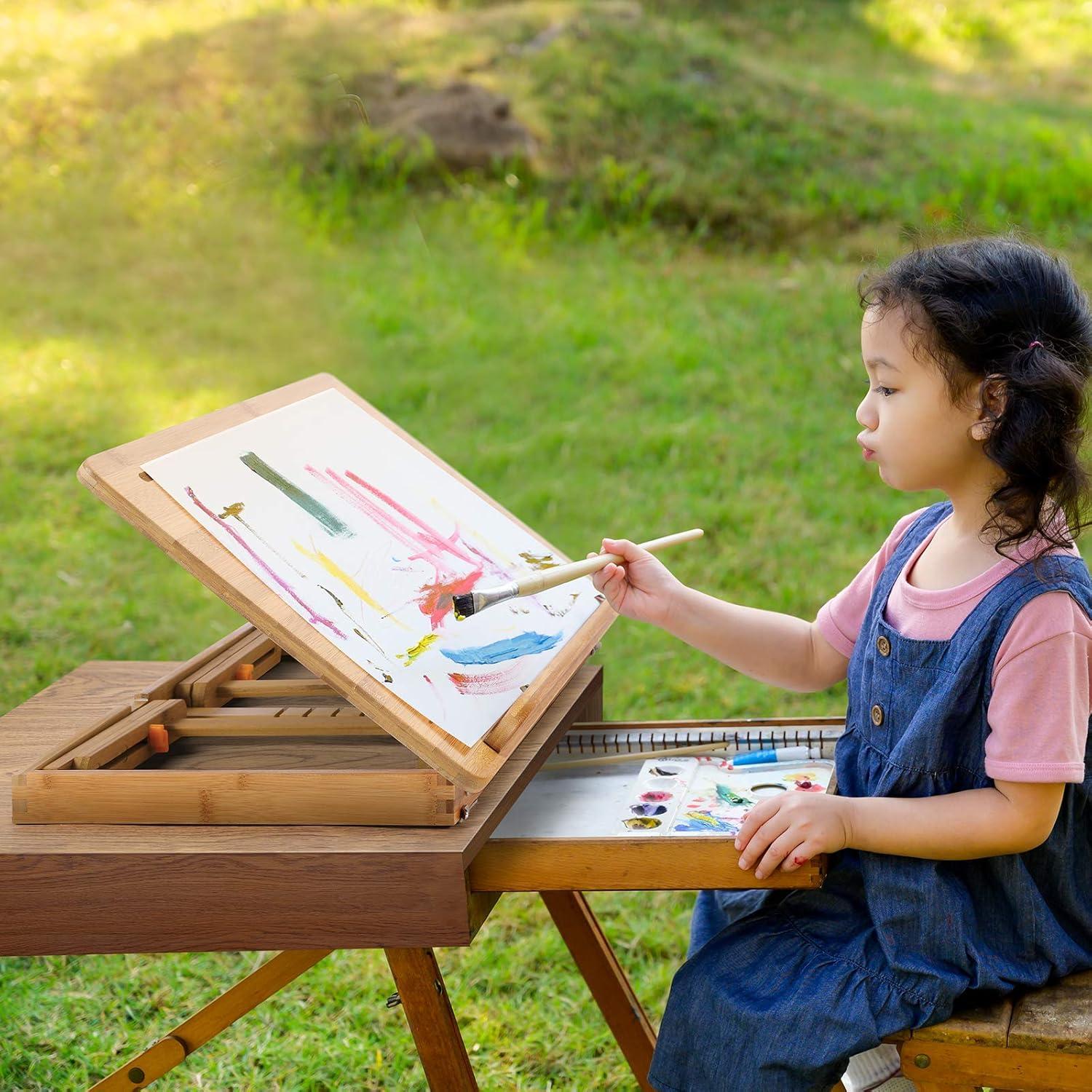 Mesa de Dibujo Ajustable Nnewvante de Bambú 60x35 cm