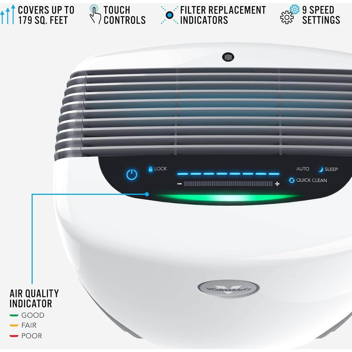 Purificador de Aire Vornado PCO375DC HEPA y Carbono 24 m²