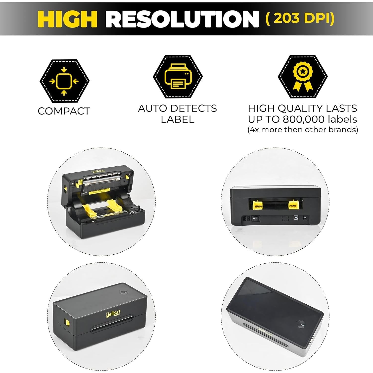 Impresora Térmica de Etiquetas Bluetooth YELLOW BT001 4x6 cm