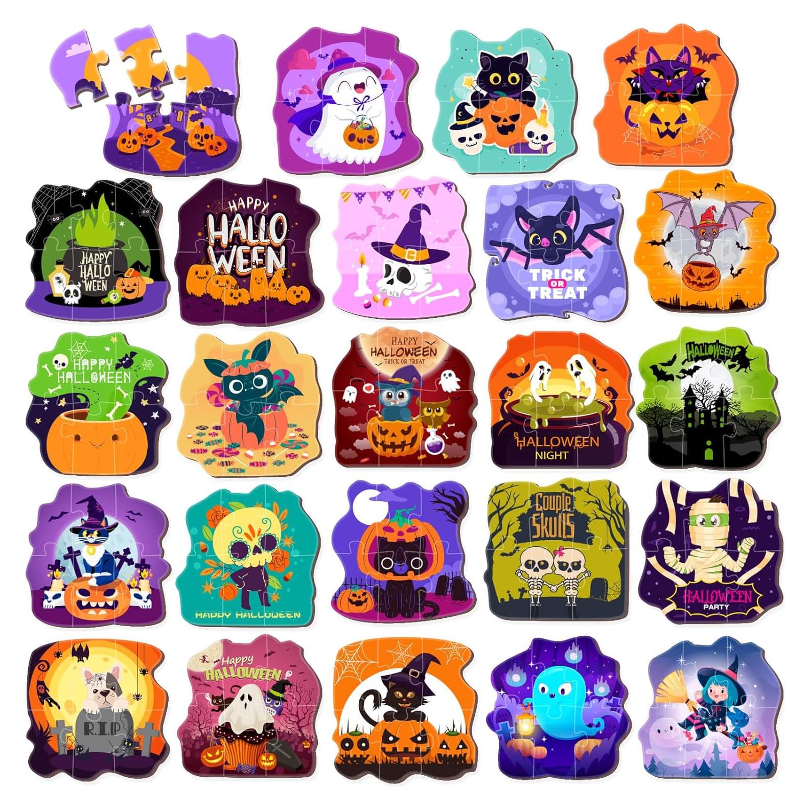 Paquete de 24 Rompecabezas de Halloween para Niños - HFAYDZSW